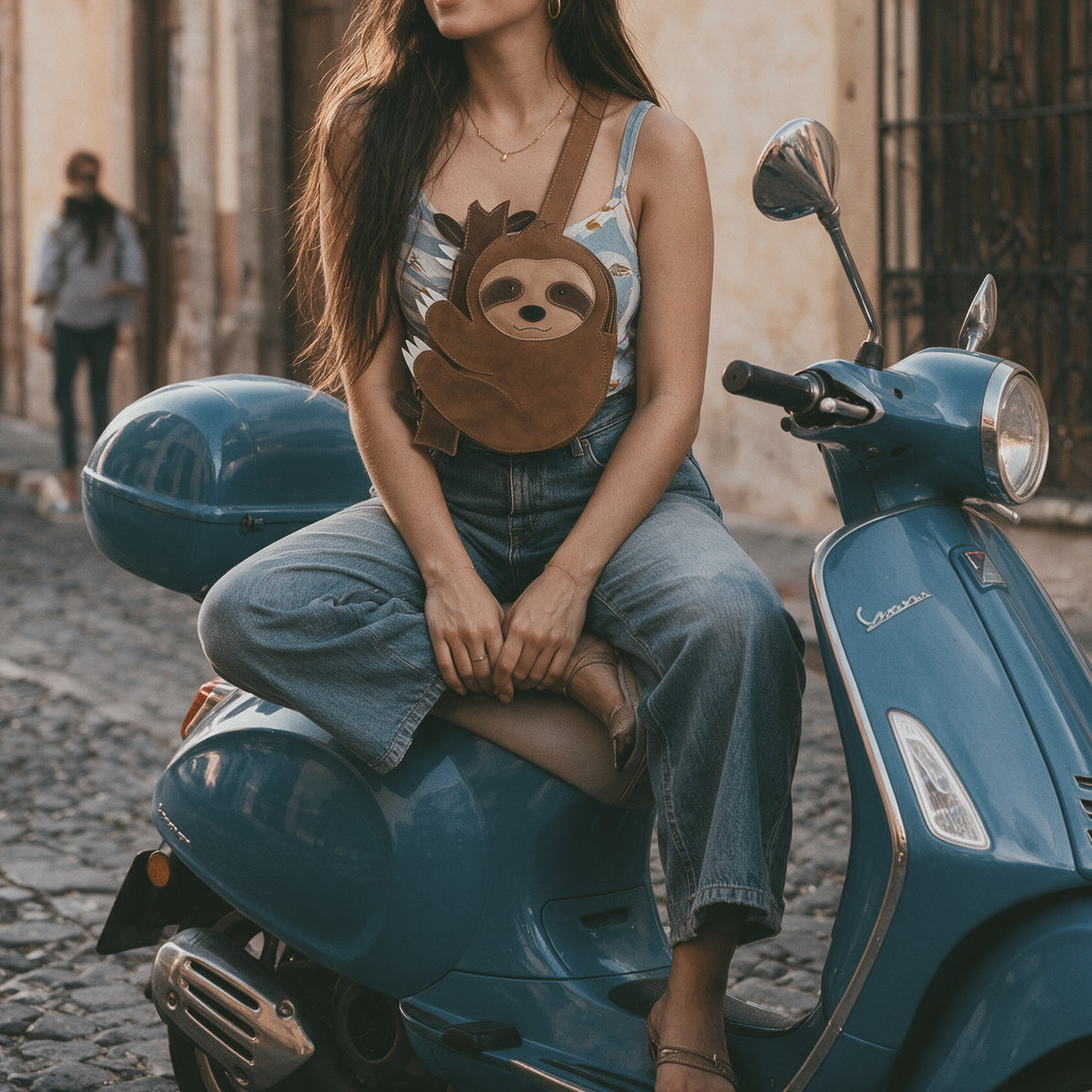 Leather Sloth Crossbody Bag