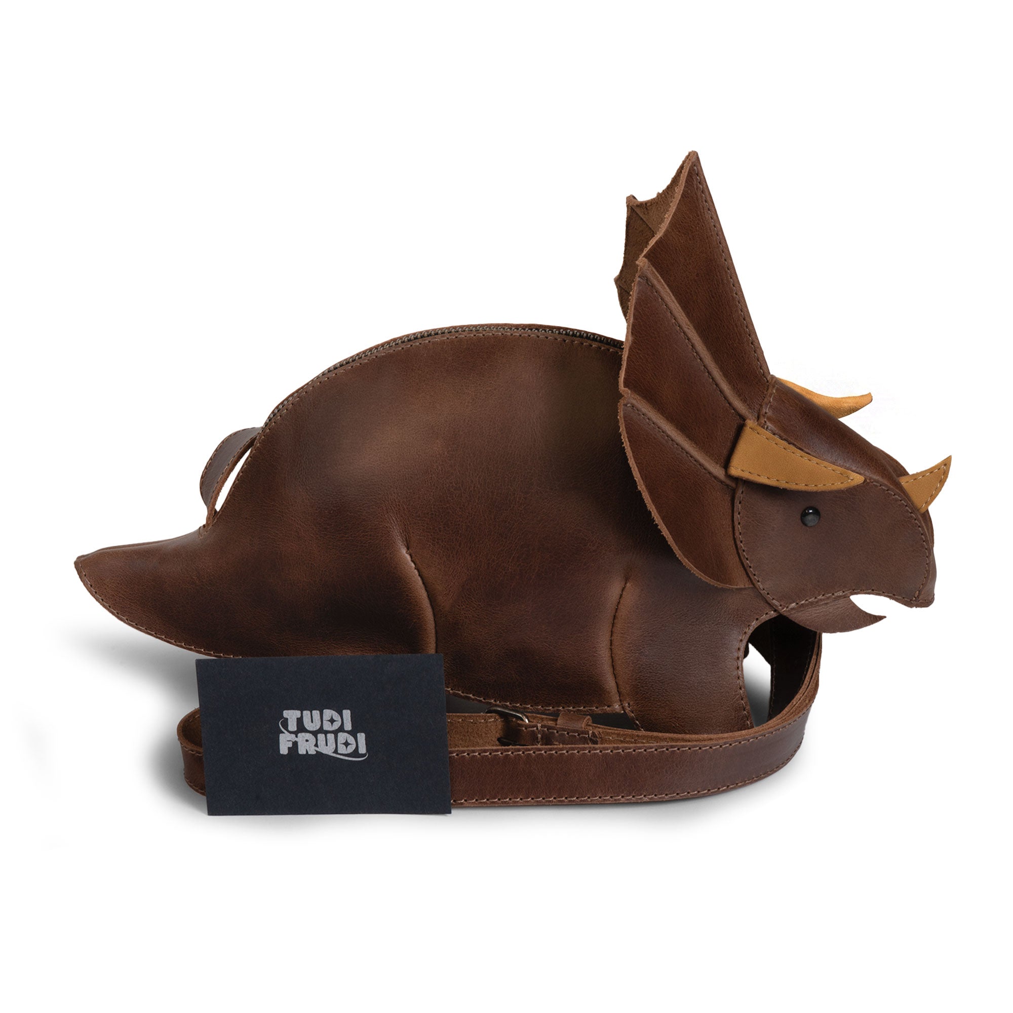 Leather Dinosaur Triceratops Crossbody Bag