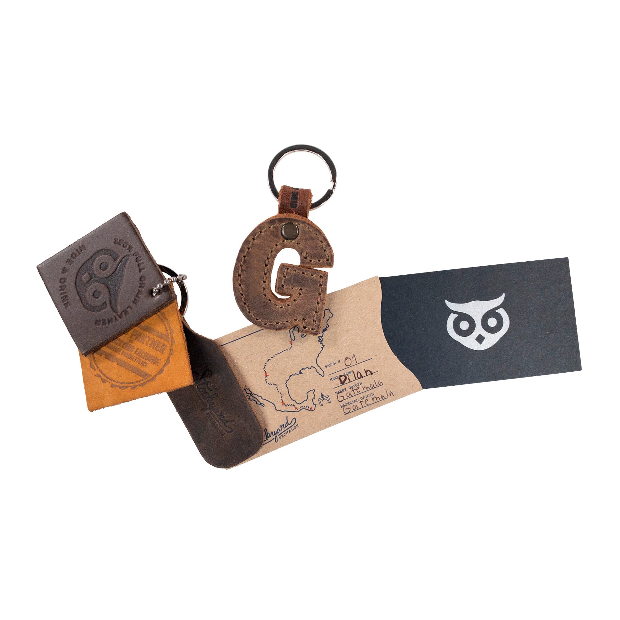 Unique 'K' thick leather Alphabet Letter Keychain from Hide & Drink, showcasing artisan quality craftsmanship. The ideal accessory to add character to your keys.
