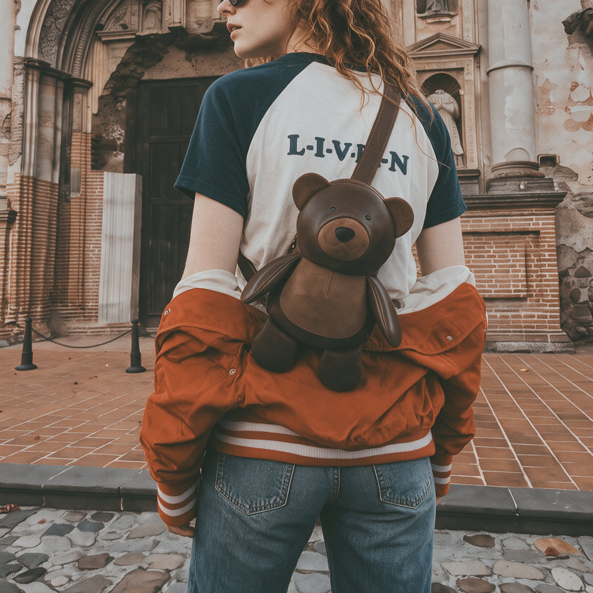 Leather Teddy Bear Crossbody Bag