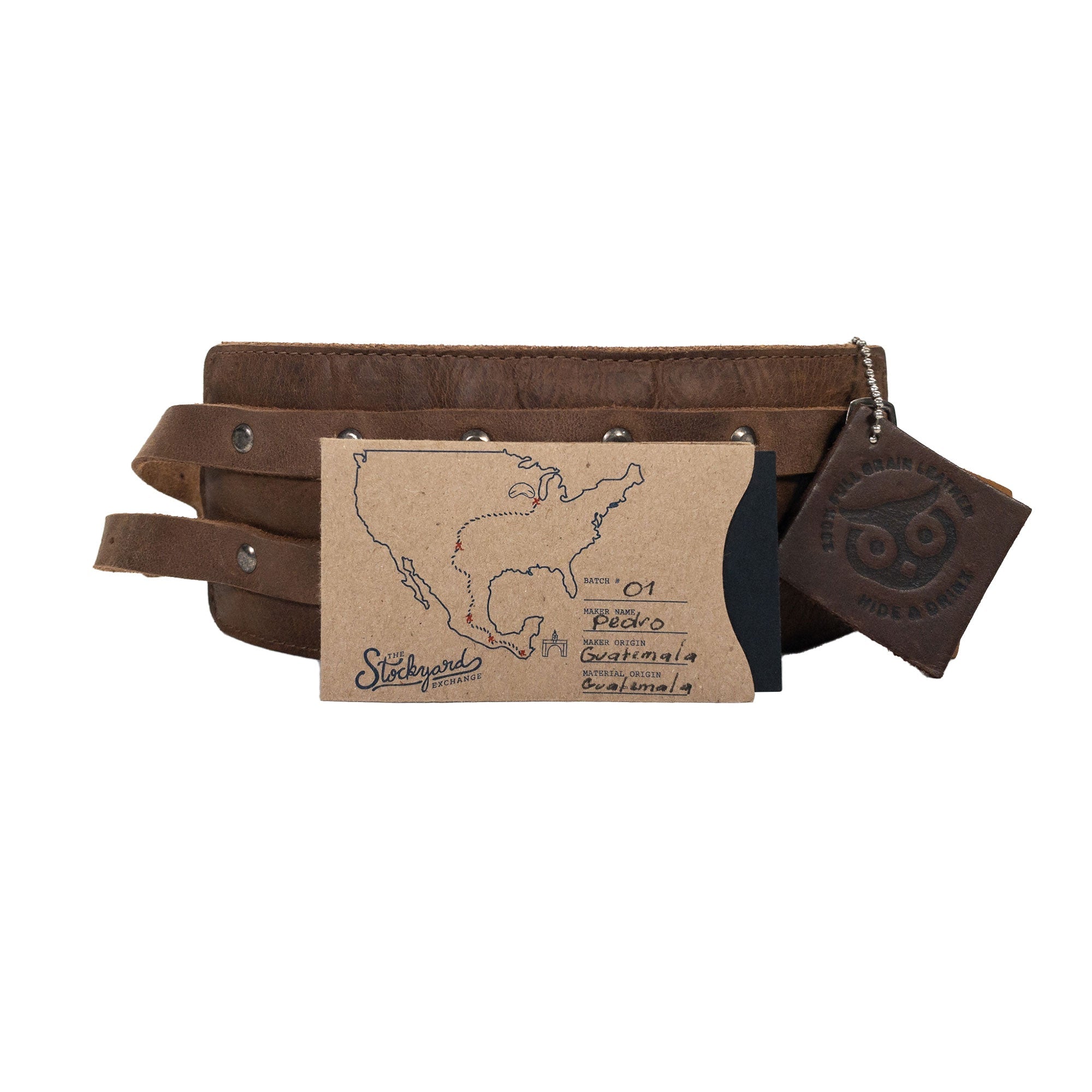 Showcasing the innovative design of Hide & Drink's Wrist-Wallet-Cuff made from quality Full Grain Leather. This rustic leather bracelet includes a hidden pouch for bills and an inner zippered pouch for organization. Each piece is artisan-crafted in La Antigua Guatemala & Oaxaca Mexico, ensuring quality craftsmanship.