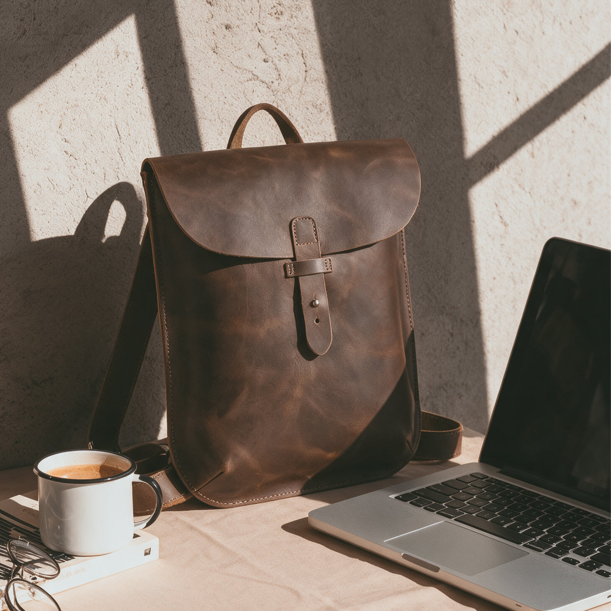 Rounded Laptop Backpack with Adjustable Straps