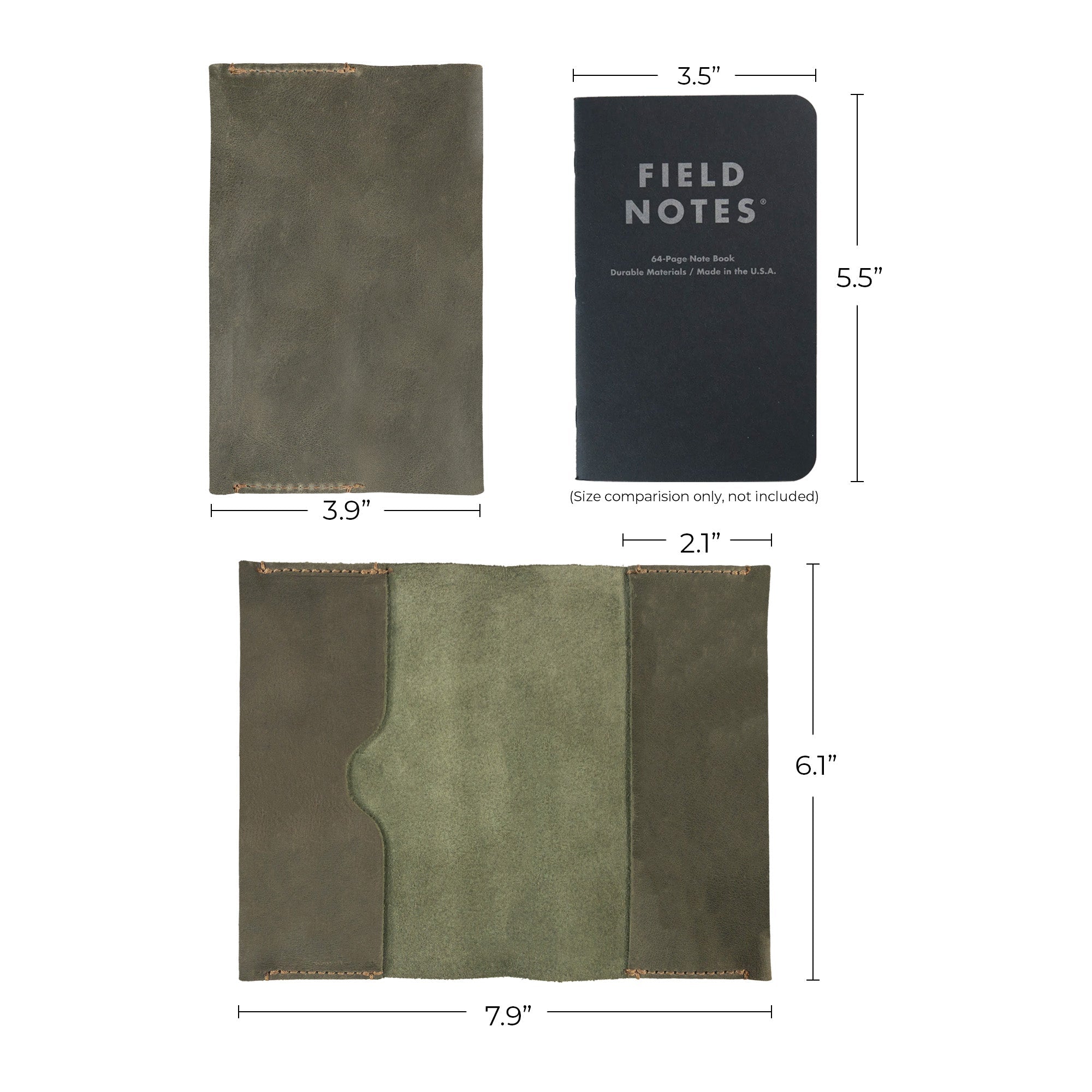 Hide & Drink Field Notes Cover with writing tools, a practical pocket-sized memo books cover compatible with Field Notes (3.5 x 5.5 in.) journal case, handcrafted from premium full grain leather.