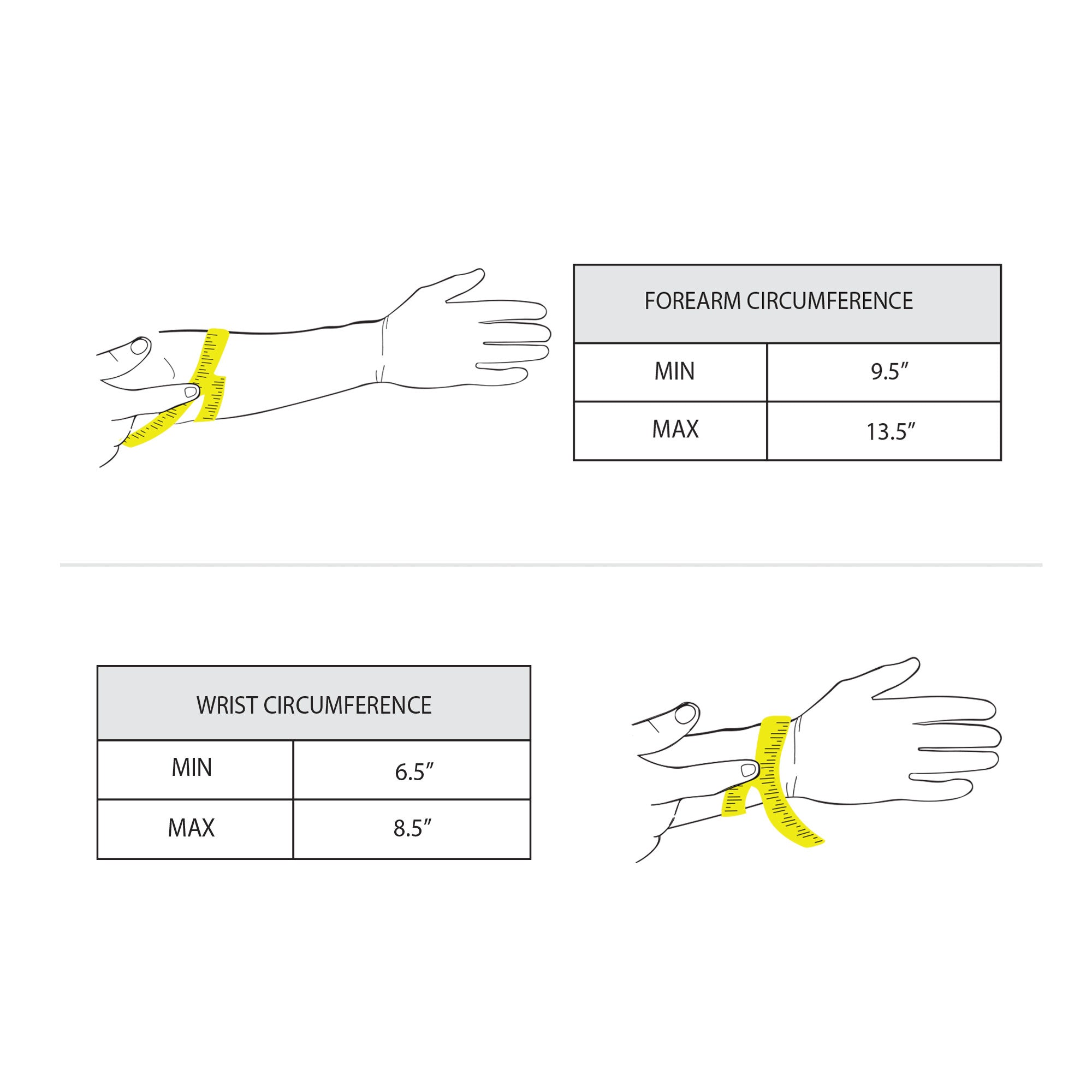 An instructional image for the Valhalla Gear Archery Forearm Protector for Bow Shooting Practice, featuring a measuring guide for proper fit. This Arm Guard, made from Full Grain Leather, is essential for training and cosplay, demonstrating the integrity of StockyardX's Small Batch Production, Hand Cut, Hand Sewn methods, and Fire Branded craftsmanship. Handmade with care in La Antigua Guatemala & Oaxaca Mexico.