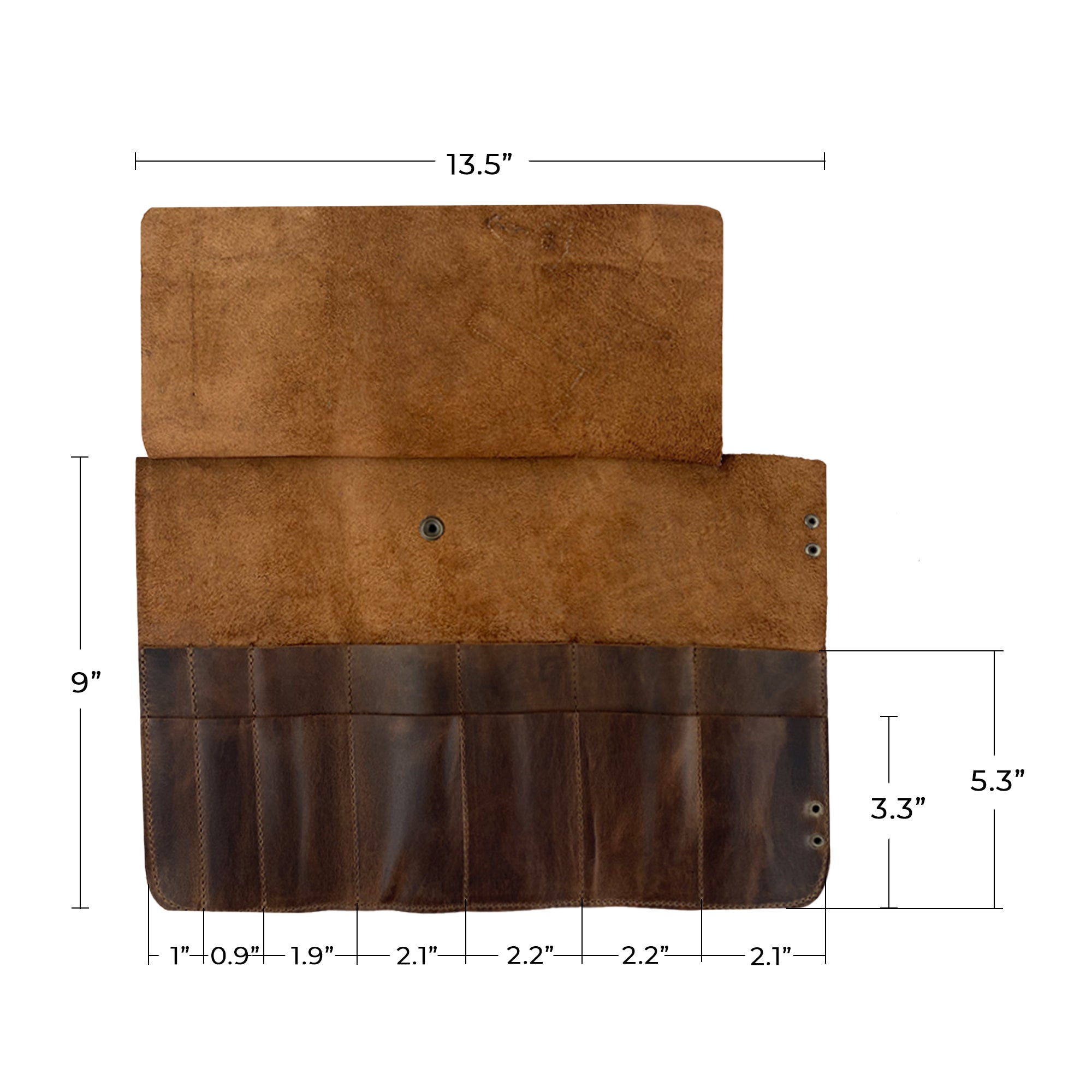 Hide & Drink's Barber Tool Roll features a Snap Tool Roll Up Bag with 14 Slots, perfect for storing and organizing scissors & screwdrivers. Made from durable Full Grain Leather, this portable carry case reflects StockyardX's artisan craftsmanship and commitment to small batch production, hand cut, hand sewn, and fire branded in La Antigua Guatemala & Oaxaca Mexico.