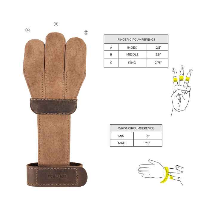 Three-Finger Archery Shooting Glove - Stockyard X 'The Leather Store'