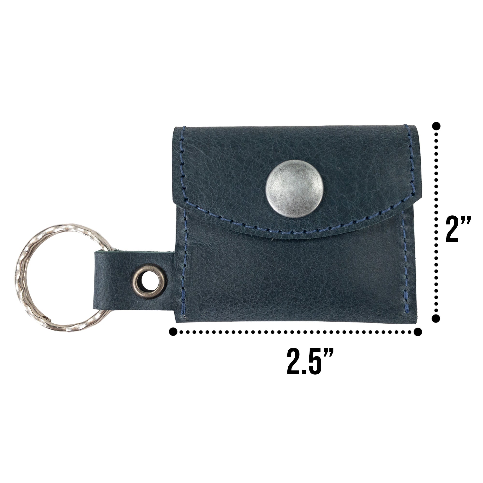 A vivid perspective of Tiny Coin Holder Keychain by Hide & Drink, crafted from decorative Full Grain Leather. This Tiny Coin Holder symbolizes small batch production made for artisans.