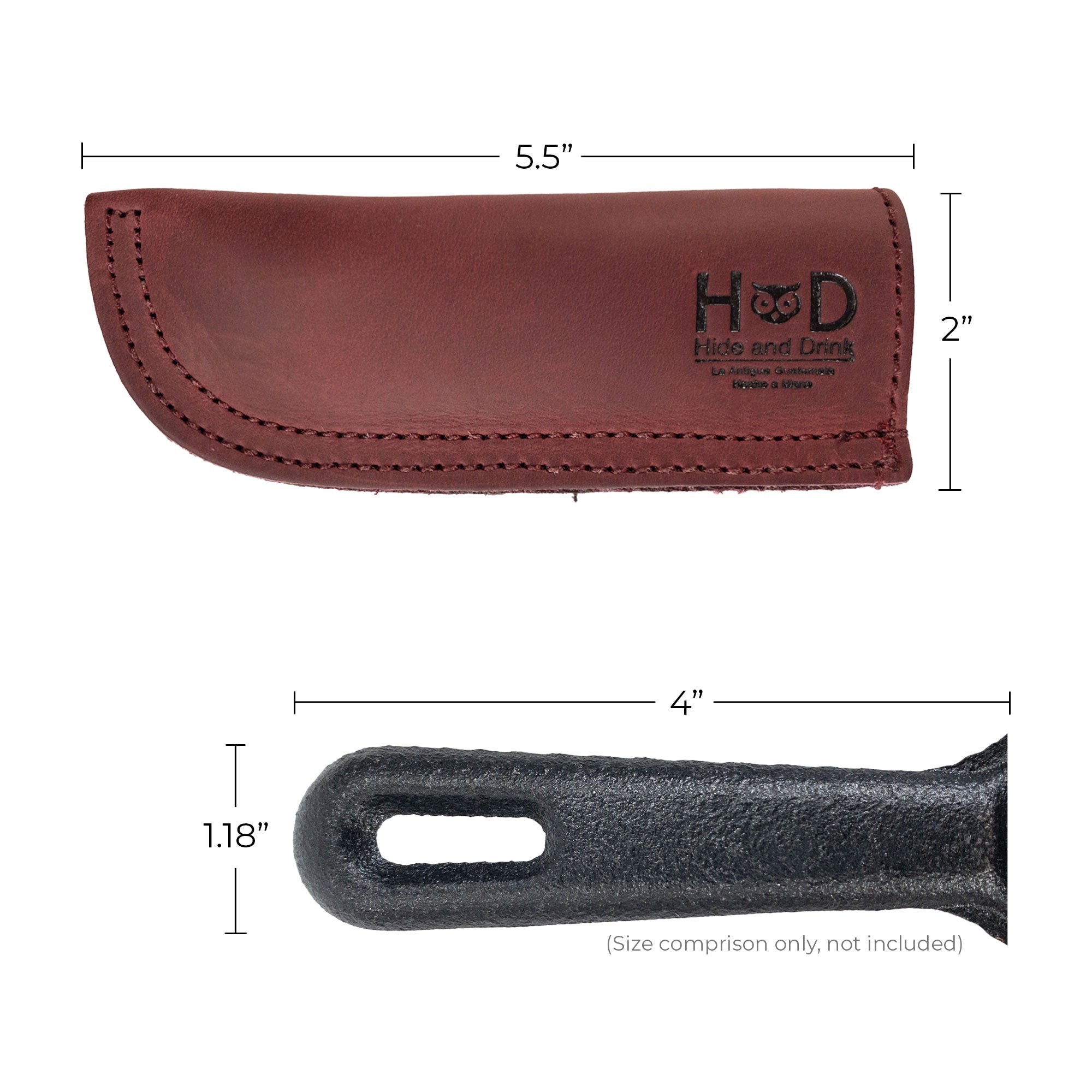 Hot Pan Handle Cover by Hide & Drink, providing a sturdy grip and superior heat resistance for skillets and frying pans, artisan-made in La Antigua Guatemala & Oaxaca Mexico.