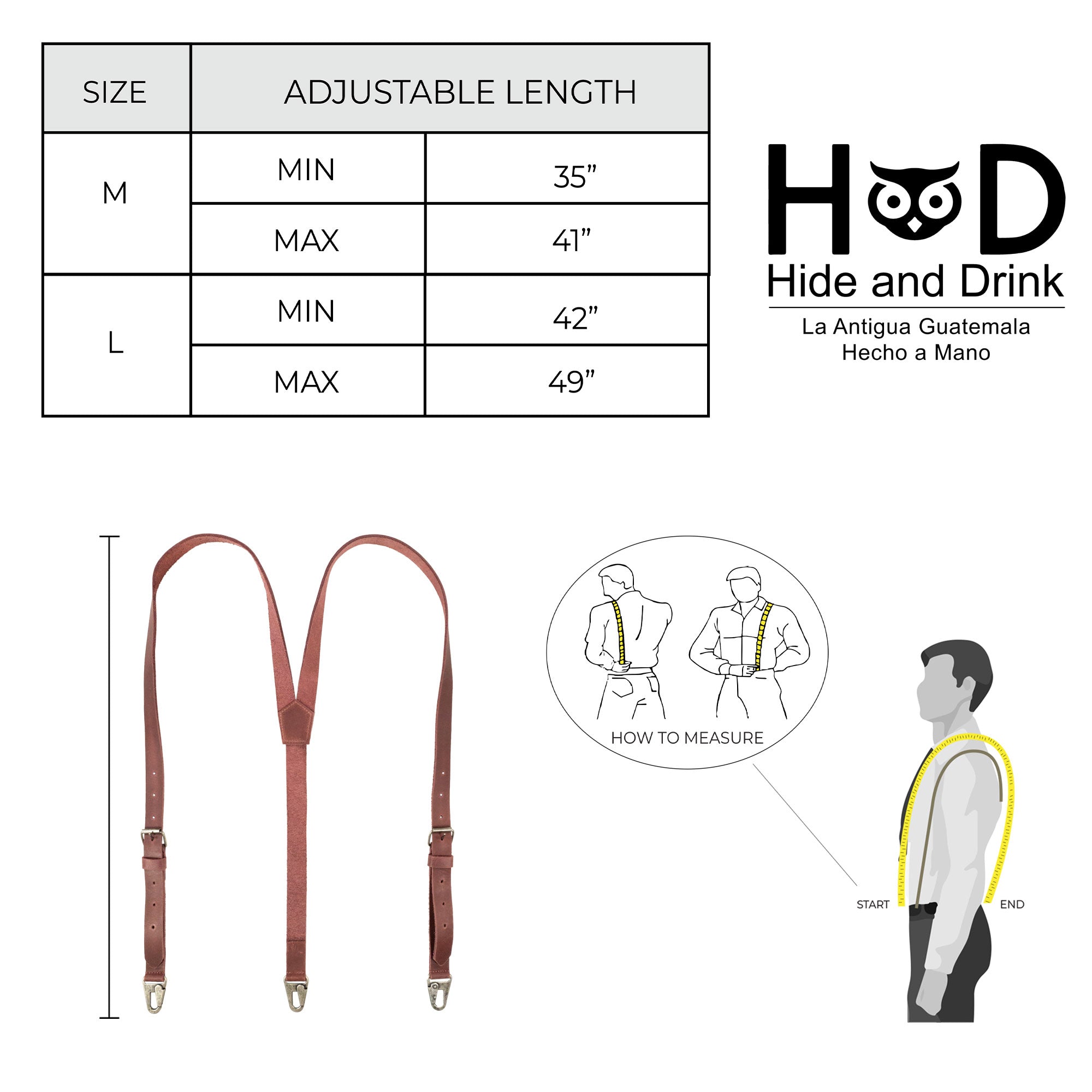 Hide & Drink Rustic Slim Suspenders displayed with tags and accessories, showcasing their artisan craftsmanship. Perfect for weddings and formal events, designed in small batches.