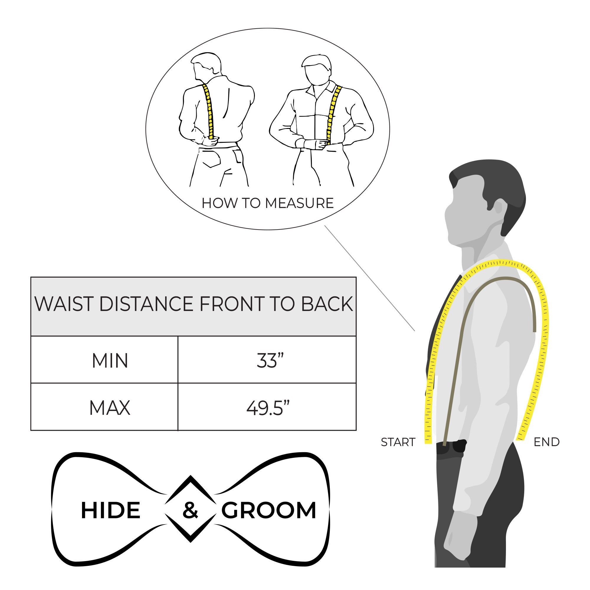 How to measure for Riveted X Back Suspenders with Belt Loops by Hide & Groom, providing guidance on fit and adjustment. These heavy duty leather suspenders, made with care in La Antigua Guatemala, are the perfect blend of style, functionality, and artisan craftsmanship.