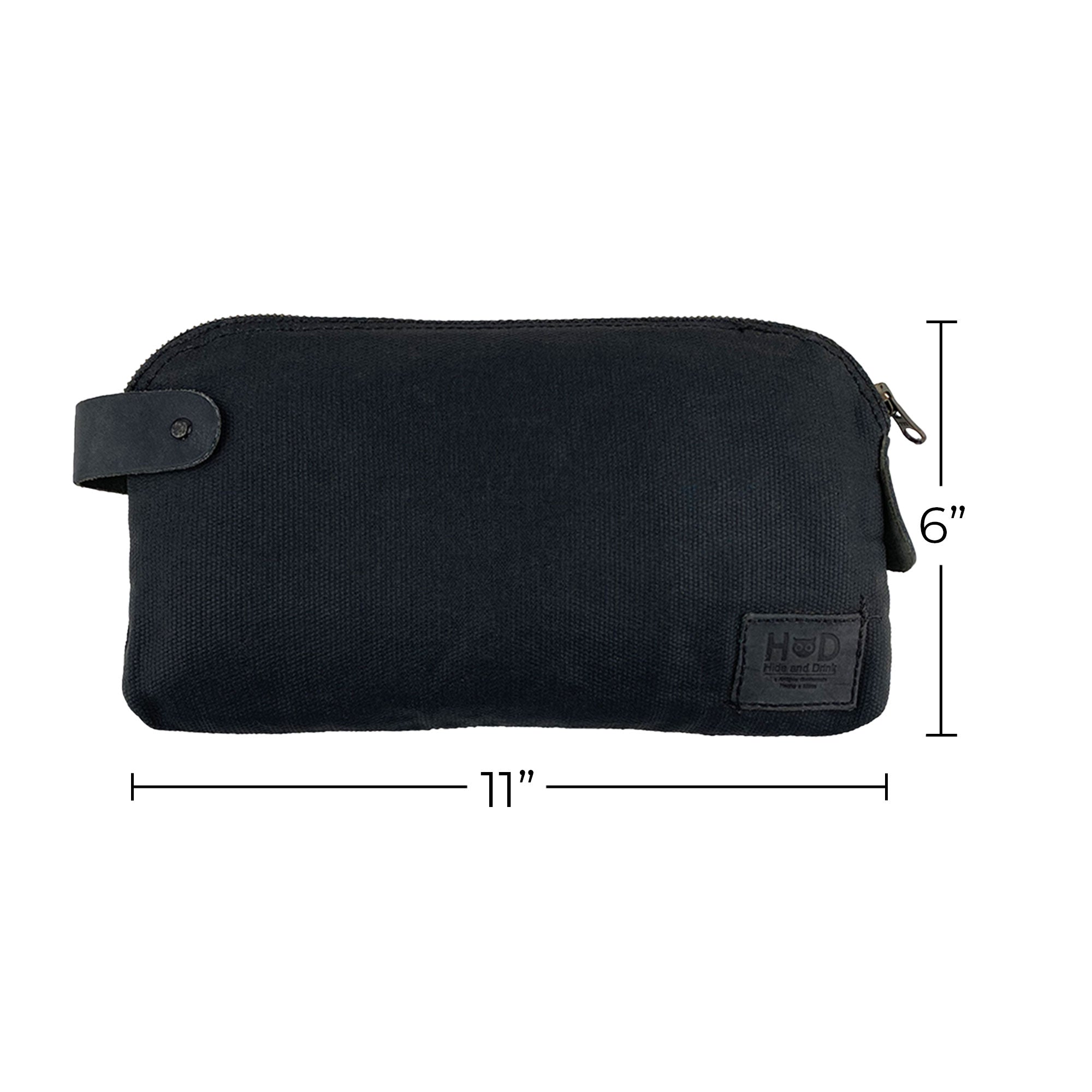 Dopp Kit Utility Bag by Hide & Drink highlighting its sleek appearance and practicality for organization. This large rustic all-purpose Dopp Kit Utility Bag is made from full grain leather with an artisan approach emphasizing hand cut and hand sewn craftsmanship, handmade in La Antigua Guatemala & Oaxaca Mexico.