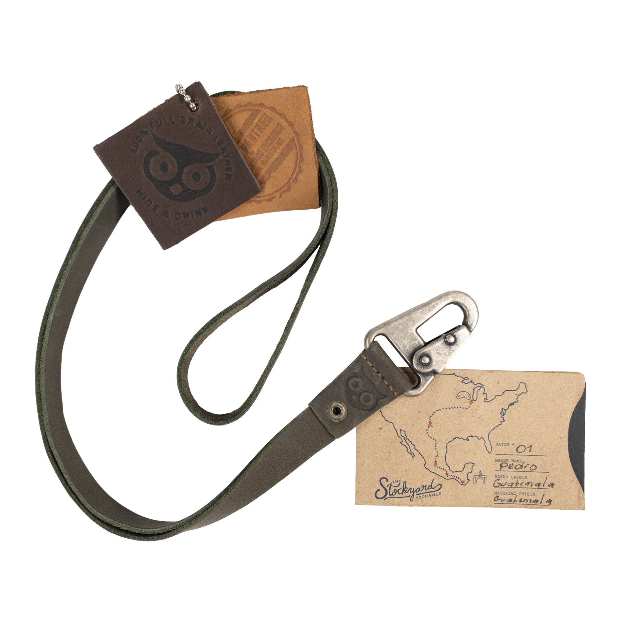 Lanyard Keychain by Hide & Drink, designed with a sturdy hook and made of premium black full grain leather. This artisan piece is perfect for organizing keys or ID, handcrafted in La Antigua Guatemala & Oaxaca Mexico.