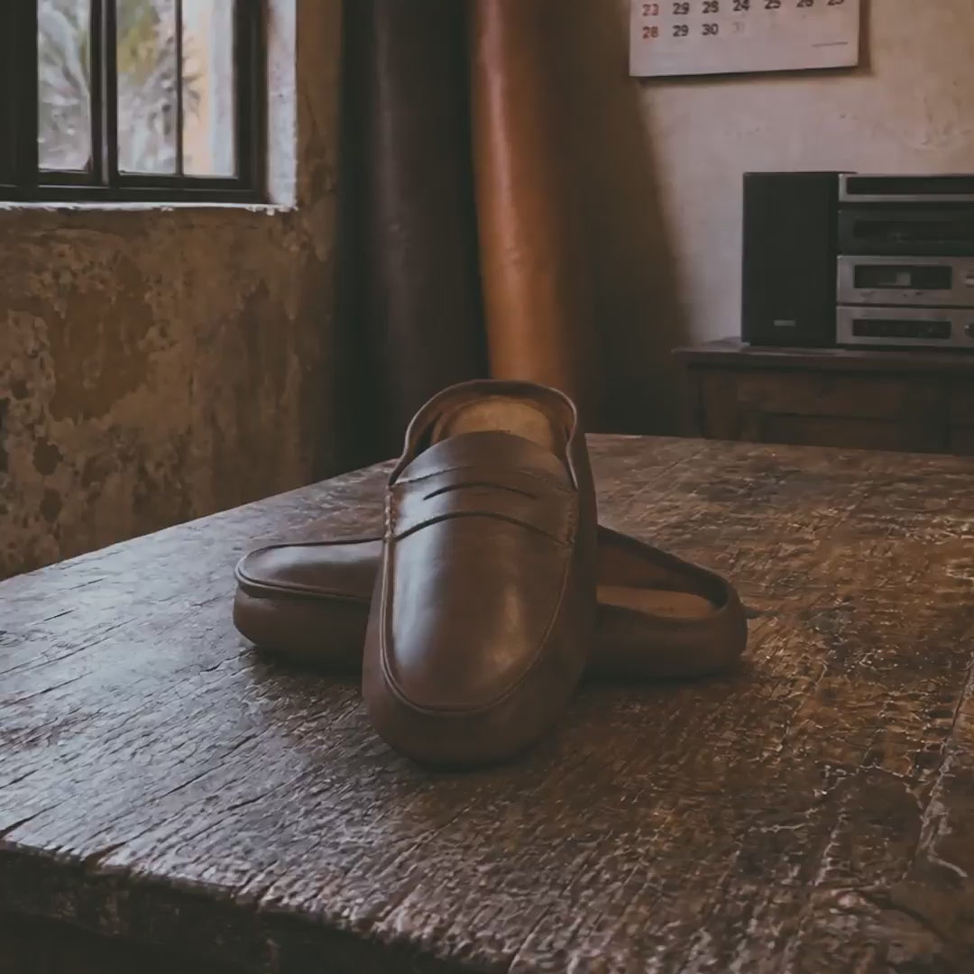 Open Heel Penny Loafer House Slippers – StockyardX, The Leather Store