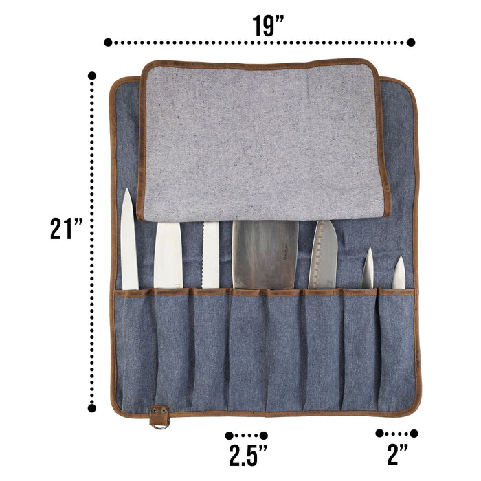 Knife Roll With Water Resistant Lining (8 Pockets) - Stockyard X 'The Leather Store'
