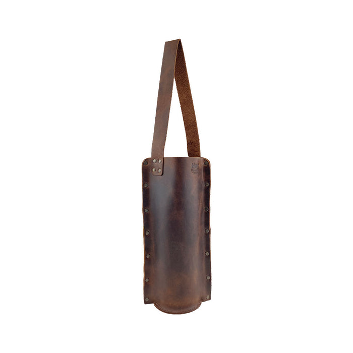 Rustic Wine Carrier For Standard 750ml Bordeaux Bottle - Stockyard X 'The Leather Store'