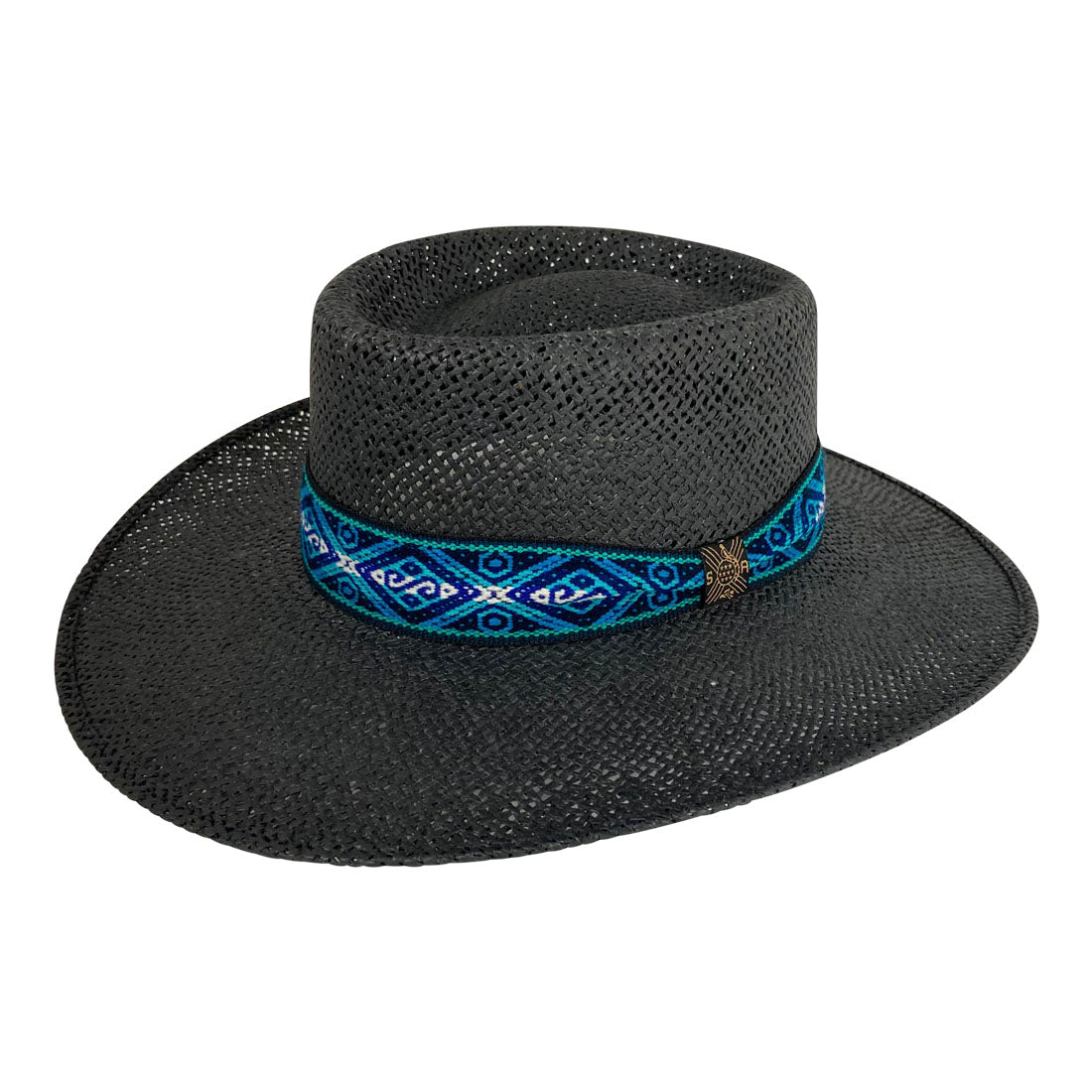 Angel Eyes Wide Brim Hat Handmade from Wood Pulp Raffia - Black - Stockyard X 'The Leather Store'