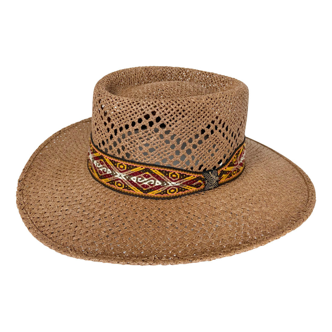 Angel Eyes Wide Brim Hat Handmade from Wood Pulp Raffia - Dark Brown - Stockyard X 'The Leather Store'