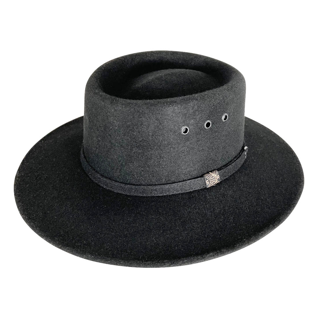 Angel Eyes Wide Brim Hat Handmade from Oaxacan Sheep's Wool - Black - Stockyard X 'The Leather Store'