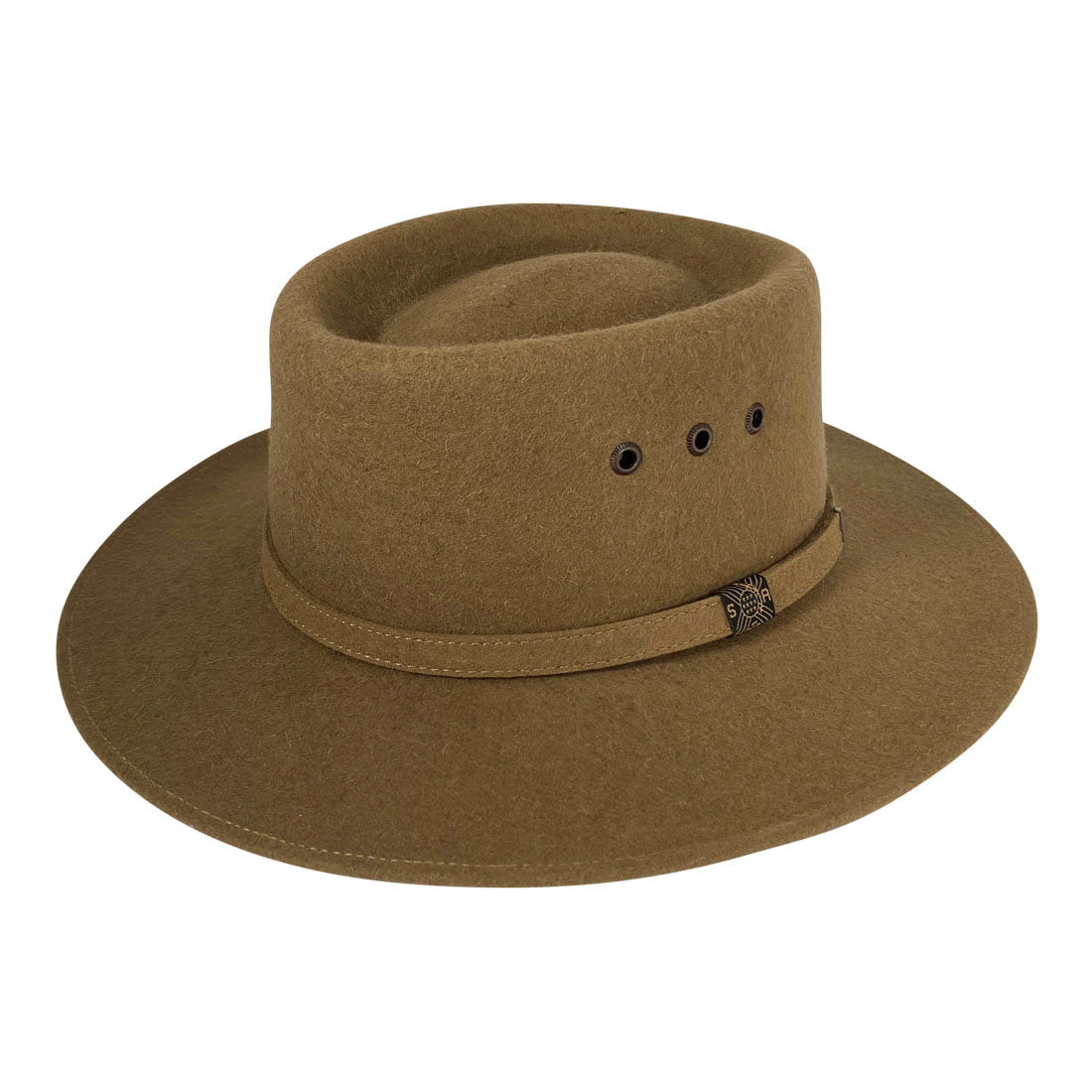 Angel Eyes Wide Brim Hat Handmade from Oaxacan Sheep's Wool - Light Brown - Stockyard X 'The Leather Store'