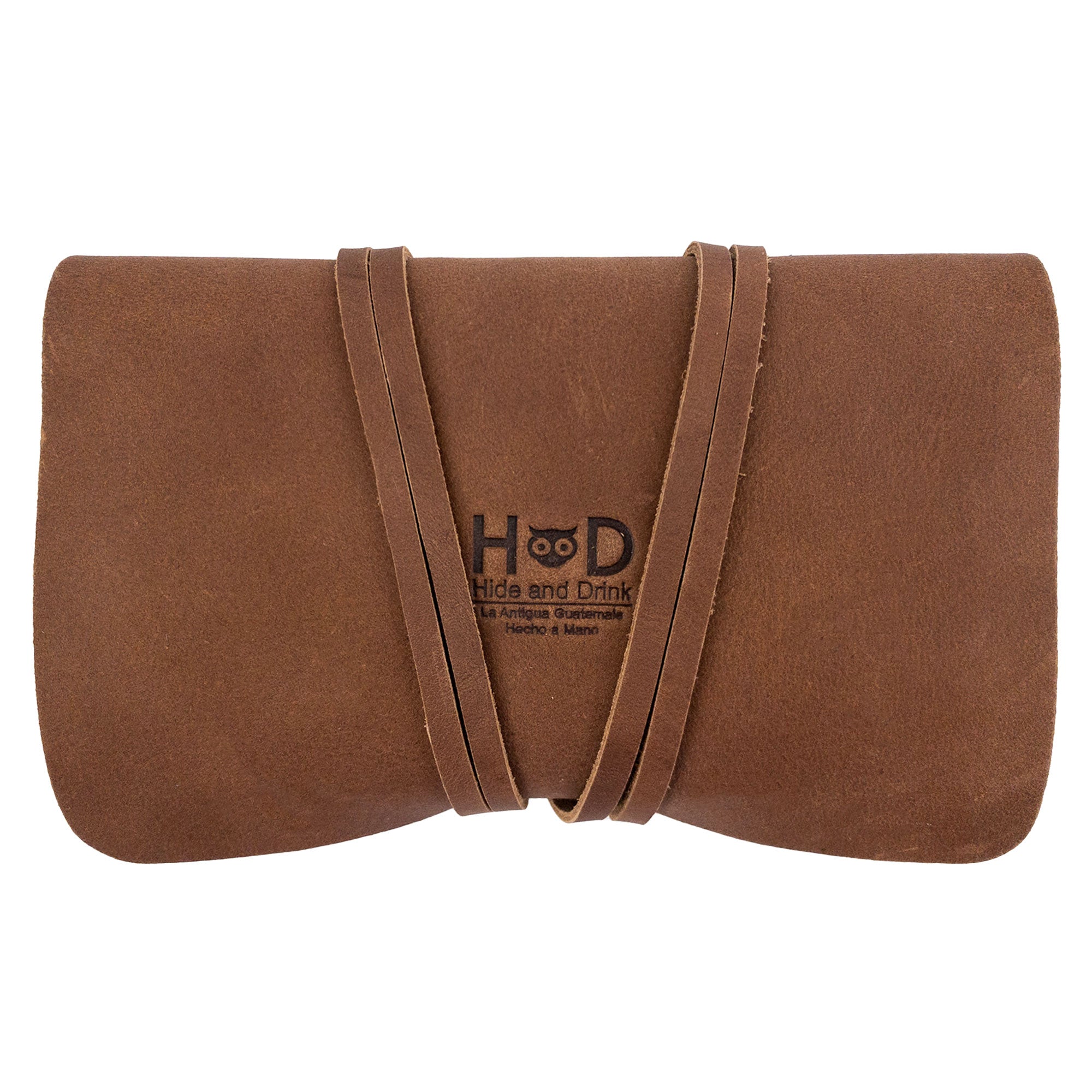 Closed view of Hide & Drink's King Size Tobacco Pouch, showcasing its rich textures and durable design, ideal for tobacco lovers seeking a rustic solution that lasts.
