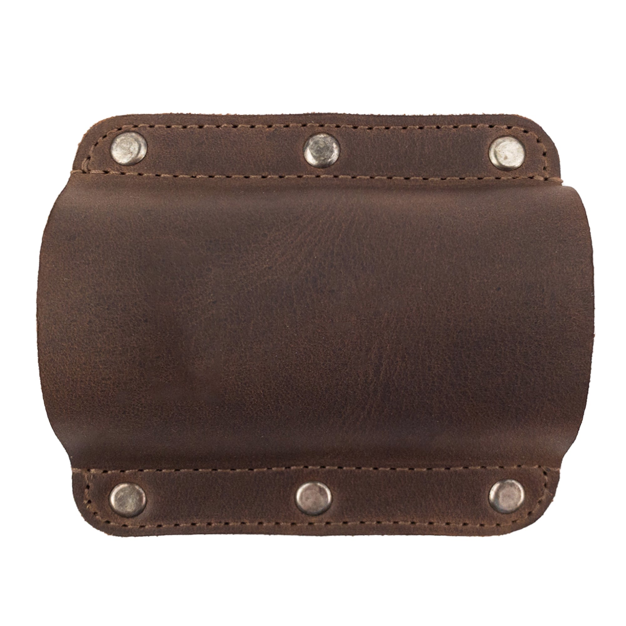 Top view of a Knife Sheath for Belt made by Valhalla Gear, showcasing the durable full grain leather craftsmanship. This Knife Holster - Horizontal Holder is part of essential camping & outdoor accessories, featuring small batch production, artisan handmade quality from La Antigua Guatemala & Oaxaca Mexico.