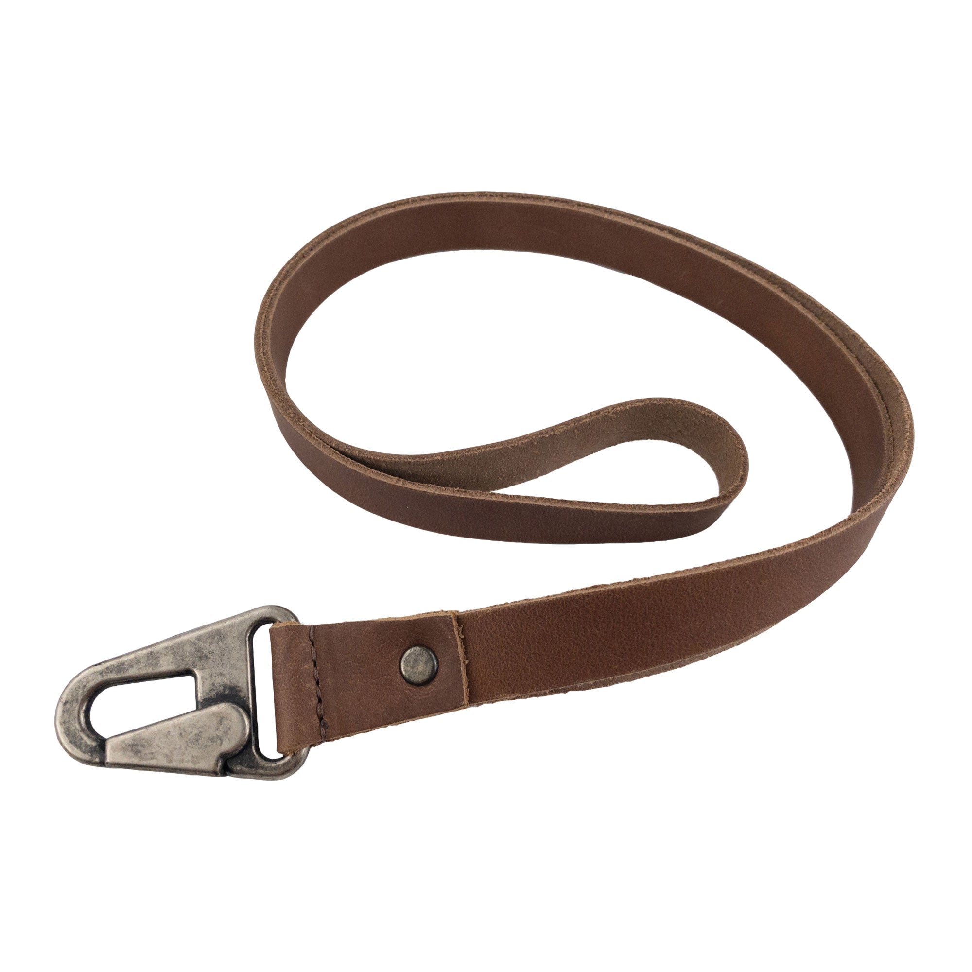 Lanyard Keychain from Hide & Drink, featuring a strong hook and made of brown full grain leather. A stylish and functional option for men and women, representing artisan craftsmanship from La Antigua Guatemala & Oaxaca Mexico.