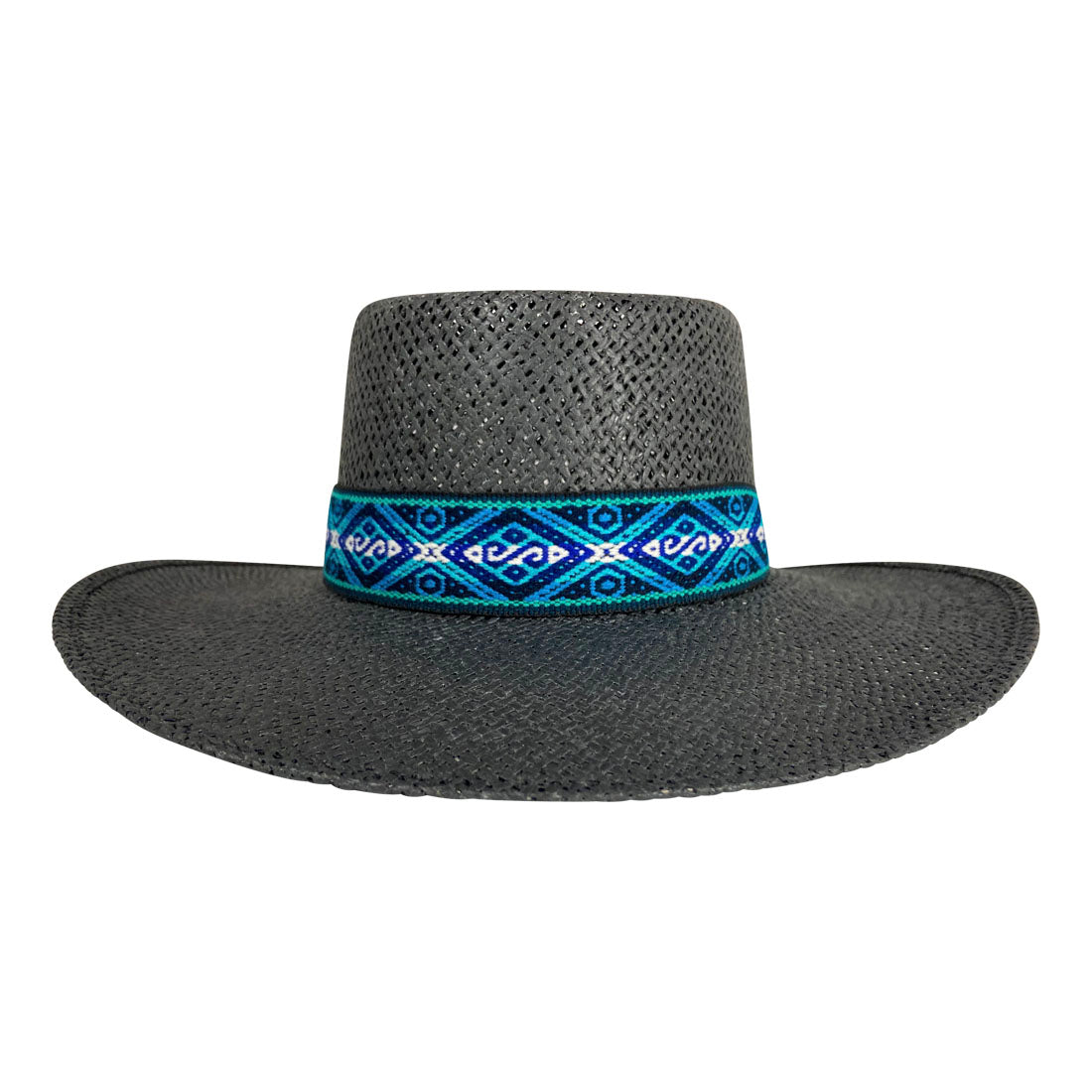 Angel Eyes Wide Brim Hat Handmade from Wood Pulp Raffia - Black - Stockyard X 'The Leather Store'