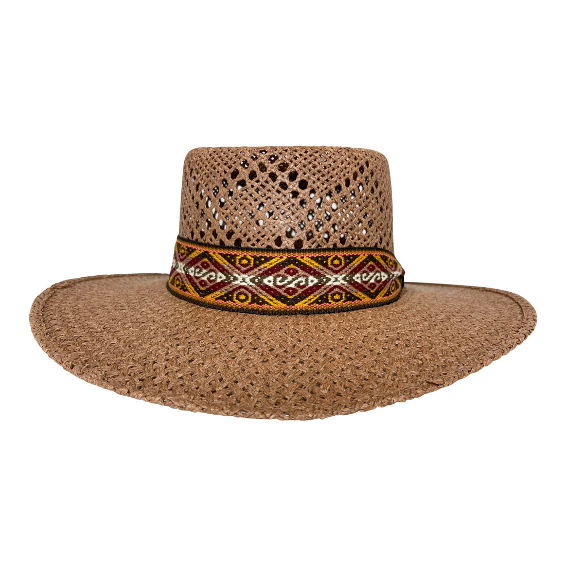 Angel Eyes Wide Brim Hat Handmade from Wood Pulp Raffia - Dark Brown - Stockyard X 'The Leather Store'