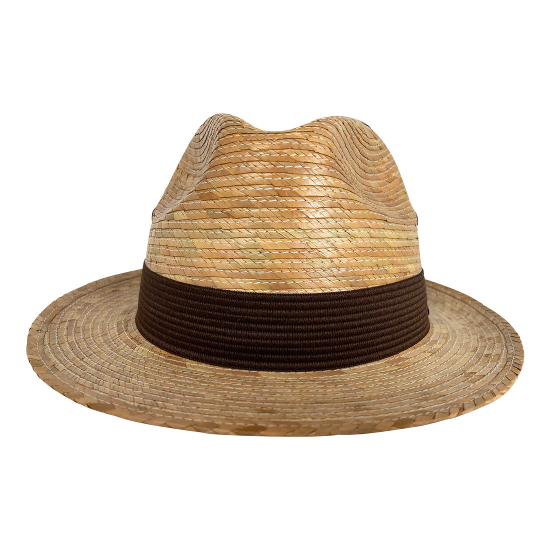 Short Brim Panama Hat Handmade from Coconut Palm Leaves - Dark Brown - Stockyard X 'The Leather Store'