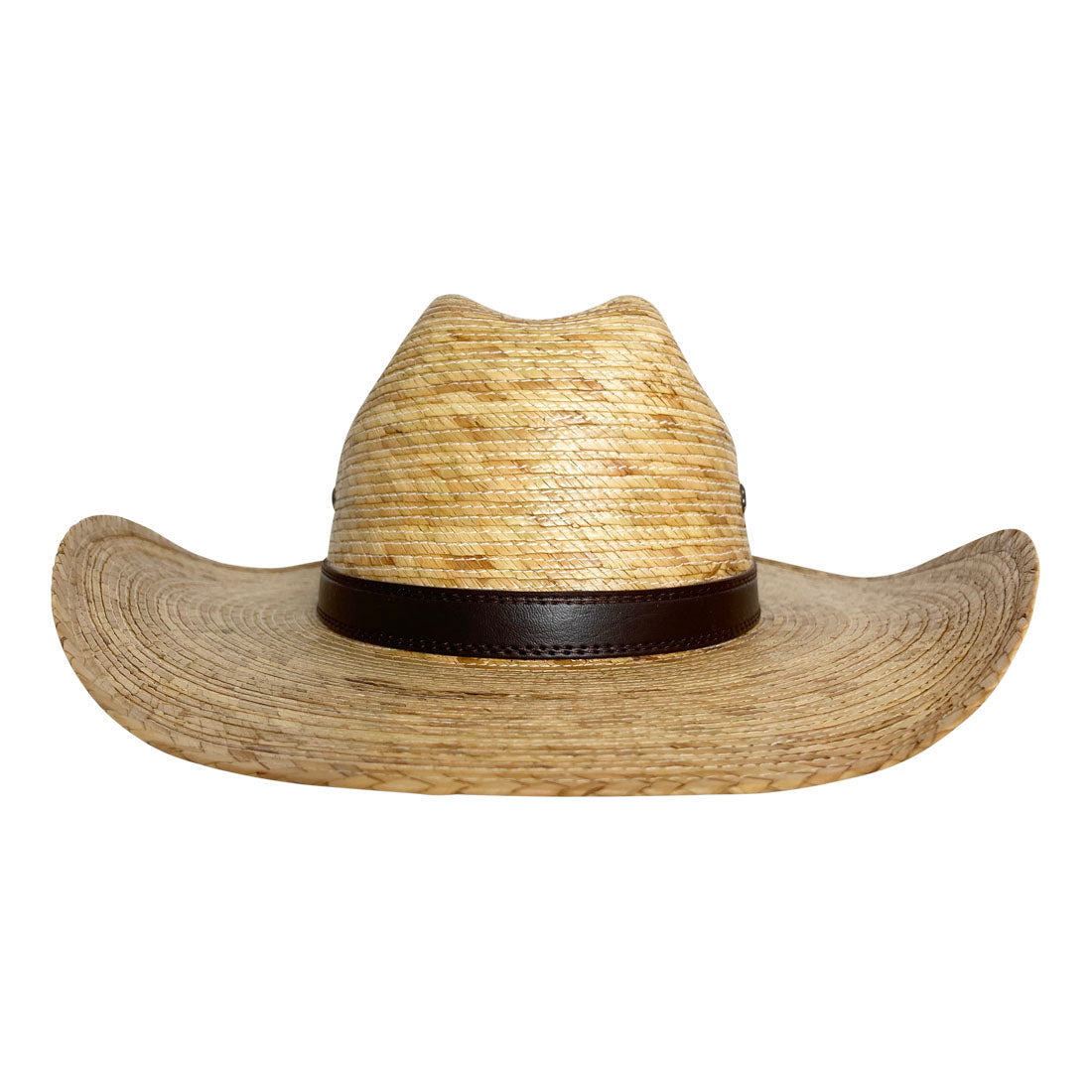 Wide Brim Cowboy Hat Handmade from 100% Coconut Palm Leaves - Dark Brown - Stockyard X 'The Leather Store'