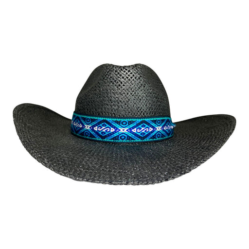 Wide Brim Cowboy Hat Handmade from Oaxacan Wood Pulp Raffia - Black - Stockyard X 'The Leather Store'