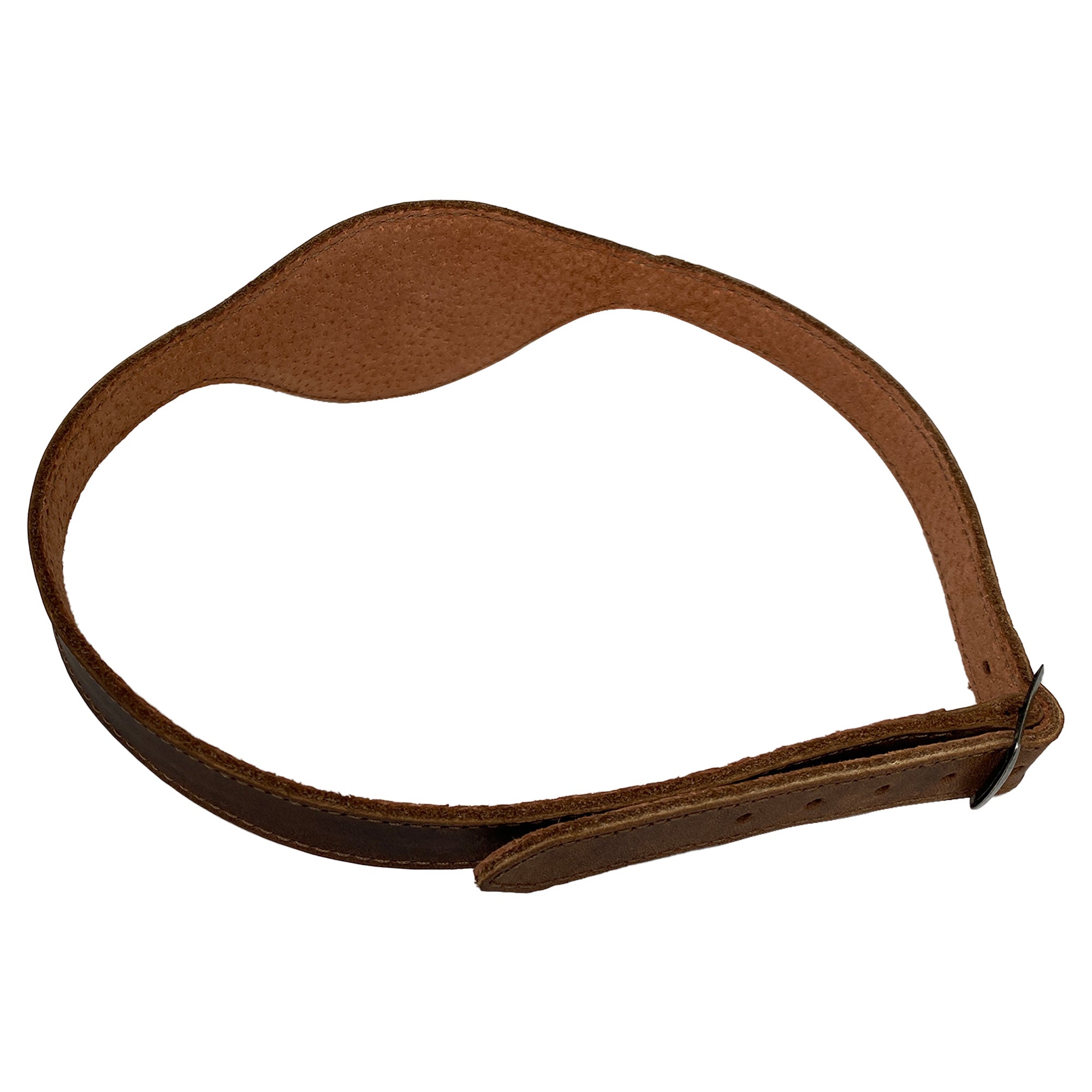 Profile view of the Pirate Eye Patch by Hide & Play, crafted from strong full grain leather, an ideal choice for cosplay, Halloween, and performances. This artisan piece from StockyardX reflects small batch production with hand cut and hand sewn details from La Antigua Guatemala.