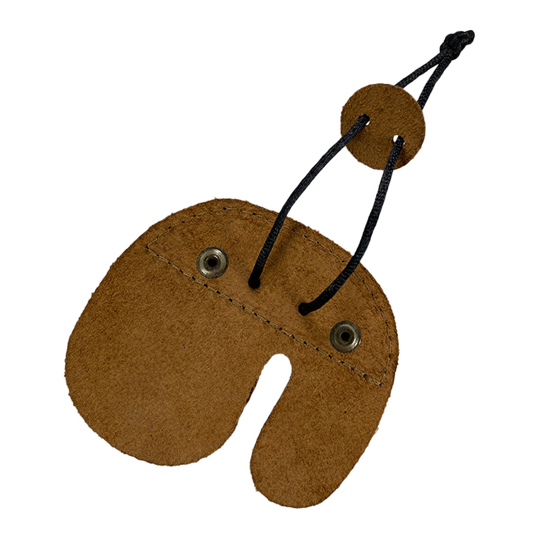 Showcasing the Right Handed Archery Finger Protector from Hide & Drink, this image emphasizes its quality as a protect guard for recurve bows. Made from premium full grain leather, this finger protector is essential for shooting practice, designed with artisan craftsmanship from La Antigua Guatemala. The unique details reflect a focus on hand-cut and fire-branded artistry.