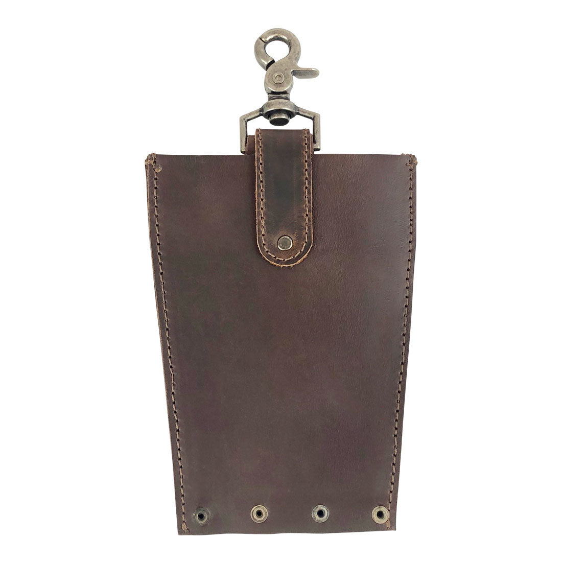 Back view of the 'Table Hanger Organizer' from Hide & Drink, highlighting its durable full grain leather craftsmanship and sturdy design. Perfect for organizing notebooks and other travel essentials. Table Hanger Organizer - All-Purpose Slim File with Lobster Clasp - Durable Multi Use Hanger Organizer with Clasp, Full Grain Leather, StockyardX, Small Batch Production, Hand Cut, Hand Sewn, Fire Branded, Artisan, Handmade in La Antigua Guatemala & Oaxaca Mexico.