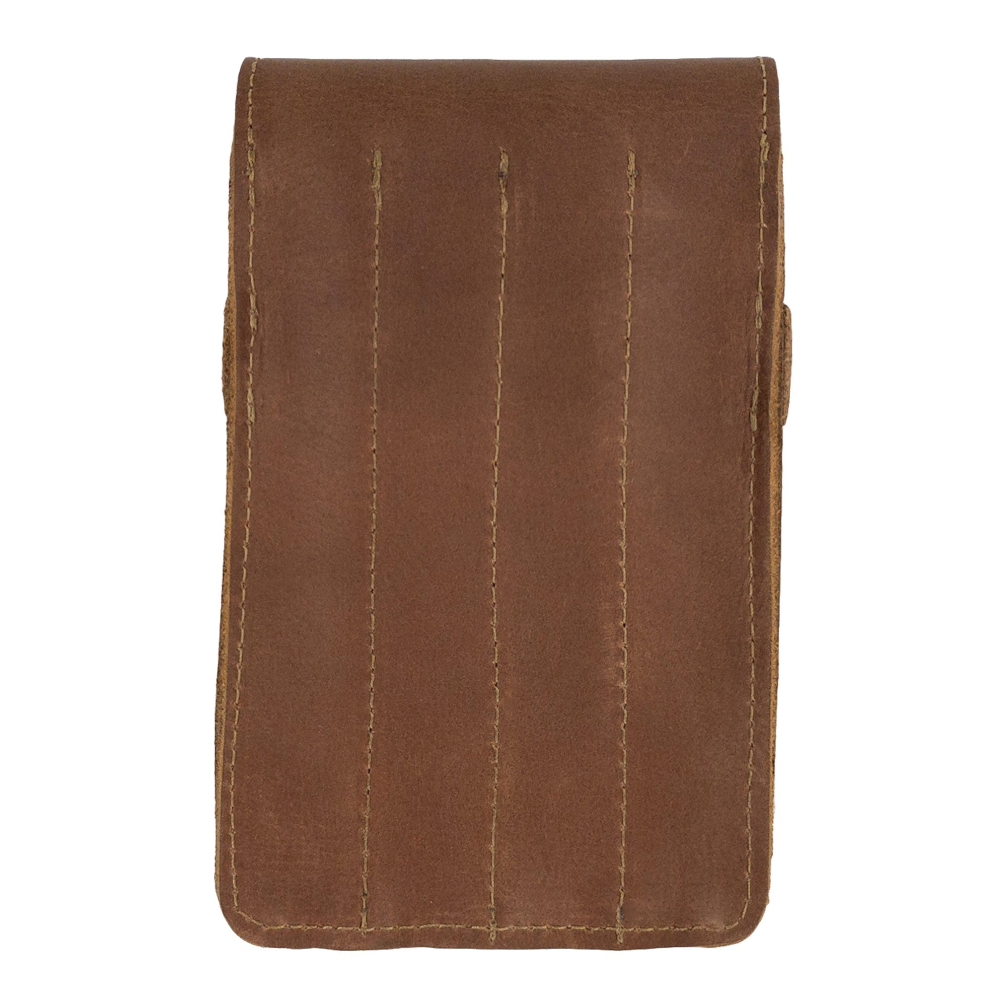 Open view of the Leather Worx 4-Pen Holder in light brown leather, revealing practical compartments designed for organization. This elegant pencil case is handcrafted with care, showcasing artisan skills through small batch production from La Antigua Guatemala.