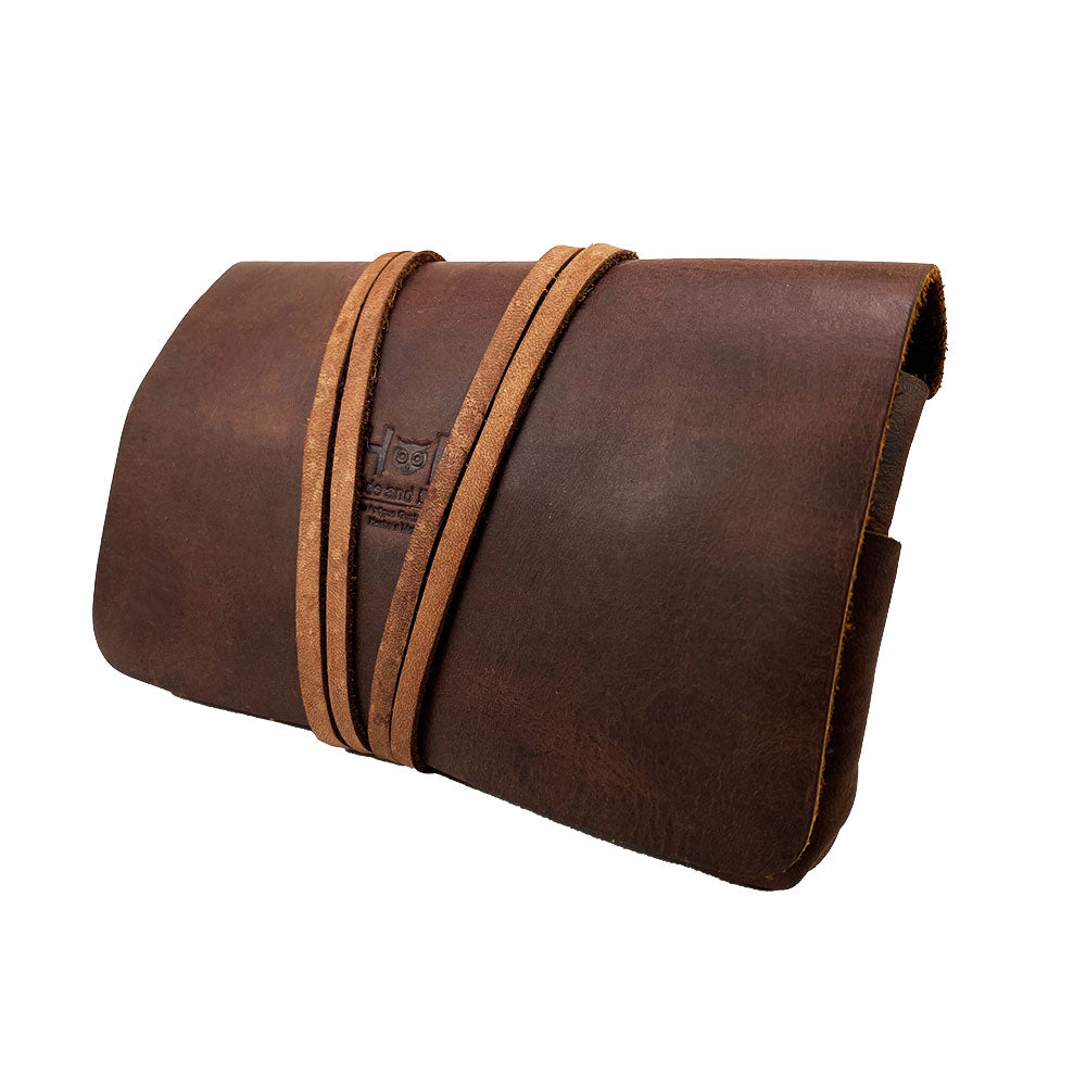 Elegant King Size Tobacco Pouch by Hide & Drink featuring a secure wrap design, crafted from premium Full Grain Leather. A vintage storage option that embraces artisan quality, perfect for organizing your tobacco essentials.
