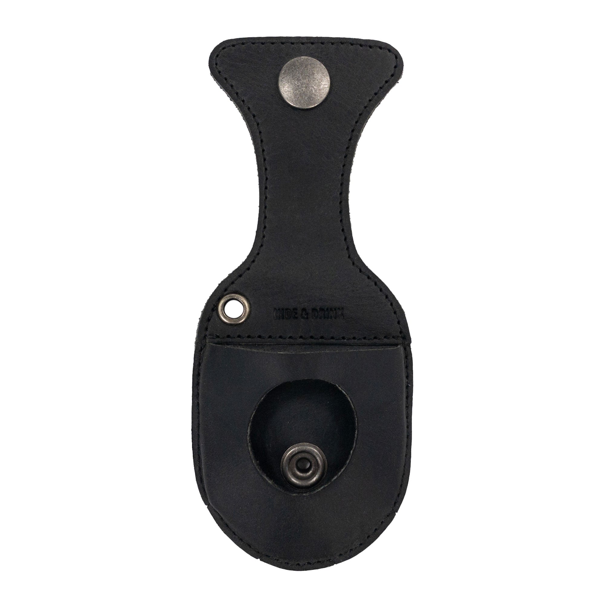 Hide & Drink Pocket Watch Holder and Case with a vintage pocket watch, highlighting its protective features and classic style. This pocket watch case is a rustic protector holder made from full grain leather, showcasing artisan craftsmanship with hand stitching and small batch production. Handmade in La Antigua Guatemala & Oaxaca Mexico.