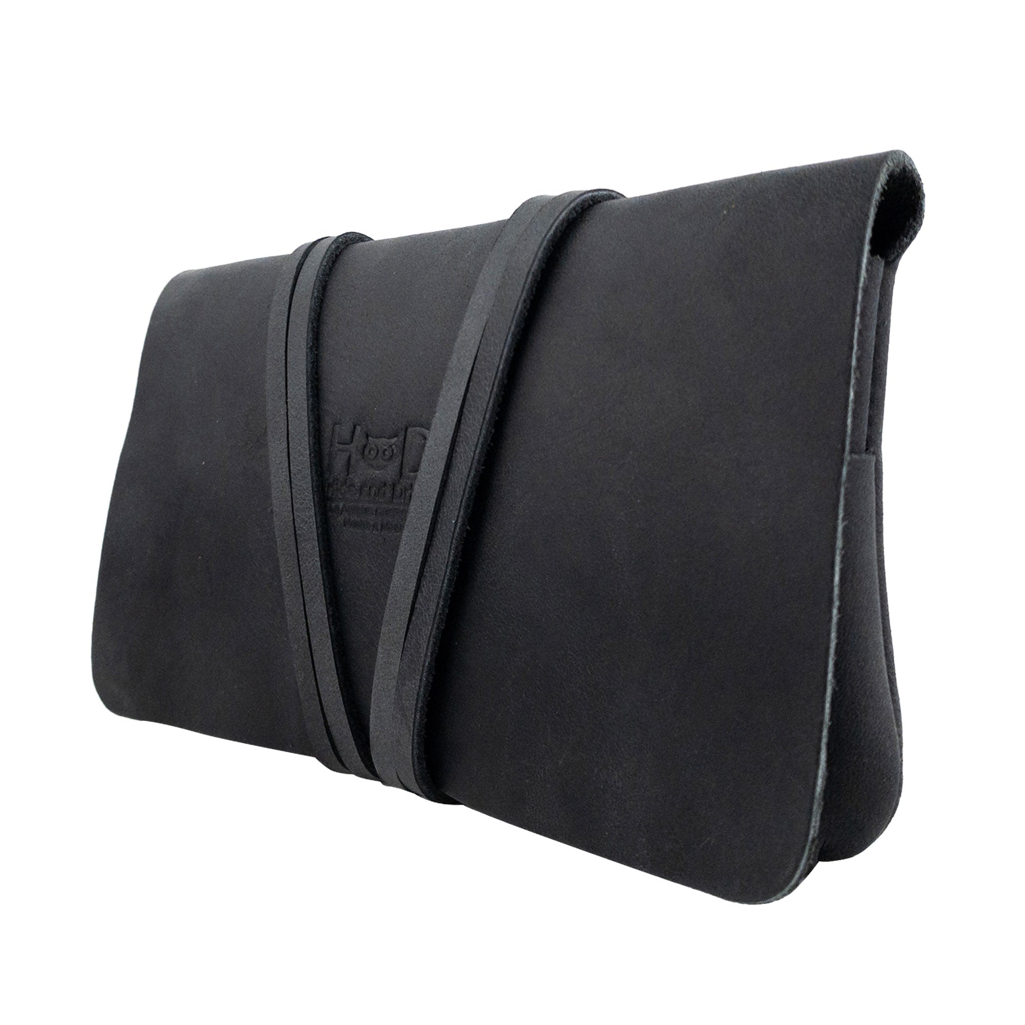 Sophisticated side view of the King Size Tobacco Pouch by Hide & Drink made from elegant Full Grain Leather. A durable and functional option for tobacco and accessories, showcasing handmade craftsmanship from Guatemala.
