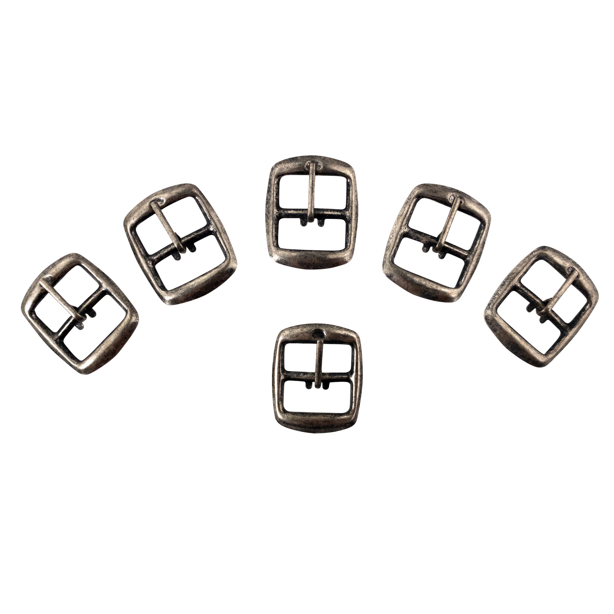 A collection of six 0.63 Inch Rustic Nickel Buckle Replacements from Leather Handcraft Supply Depot, showcasing durable design perfect for belt replacements. Whether you are looking to replace your belt buckle or make your own belt, this All-Purpose Rustic Nickel Buckle is just what you’ve been looking for. Made with the highest quality nickel, this buckle is sure to be the last buckle that you will ever buy!