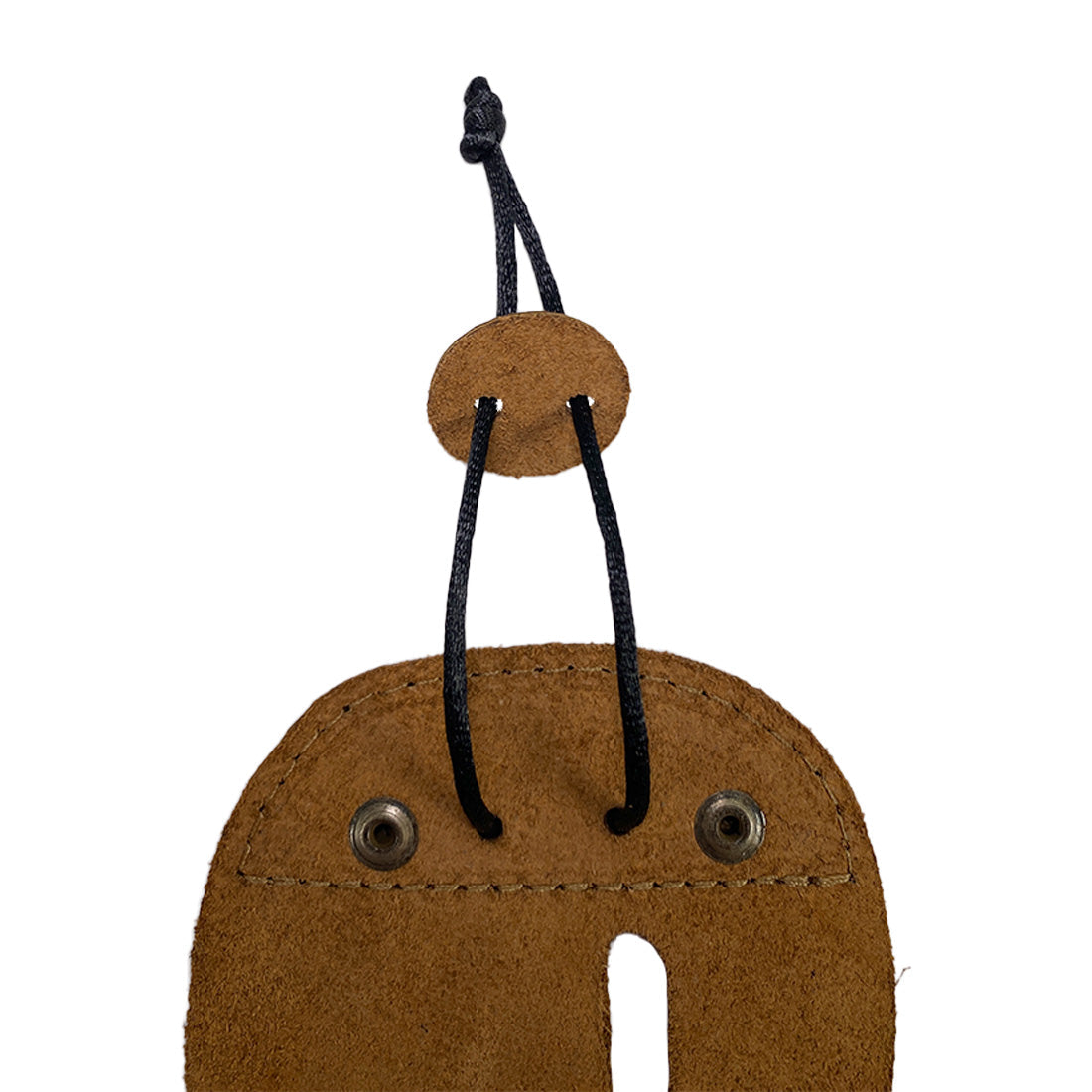 The Right Handed Archery Finger Protector from Hide & Drink is displayed, showcasing its handcrafted quality and unique design in brown leather. This finger protector serves as an essential protect guard for recurve bows during shooting practice, made with care in La Antigua Guatemala. Its artisan touches reflect meticulous hand-cut and hand-sewn craftsmanship.