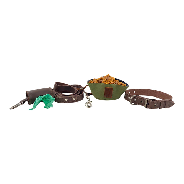 Collar, Leash, Bowl and Poop Bag Carrier - Stockyard X 'The Leather Store'