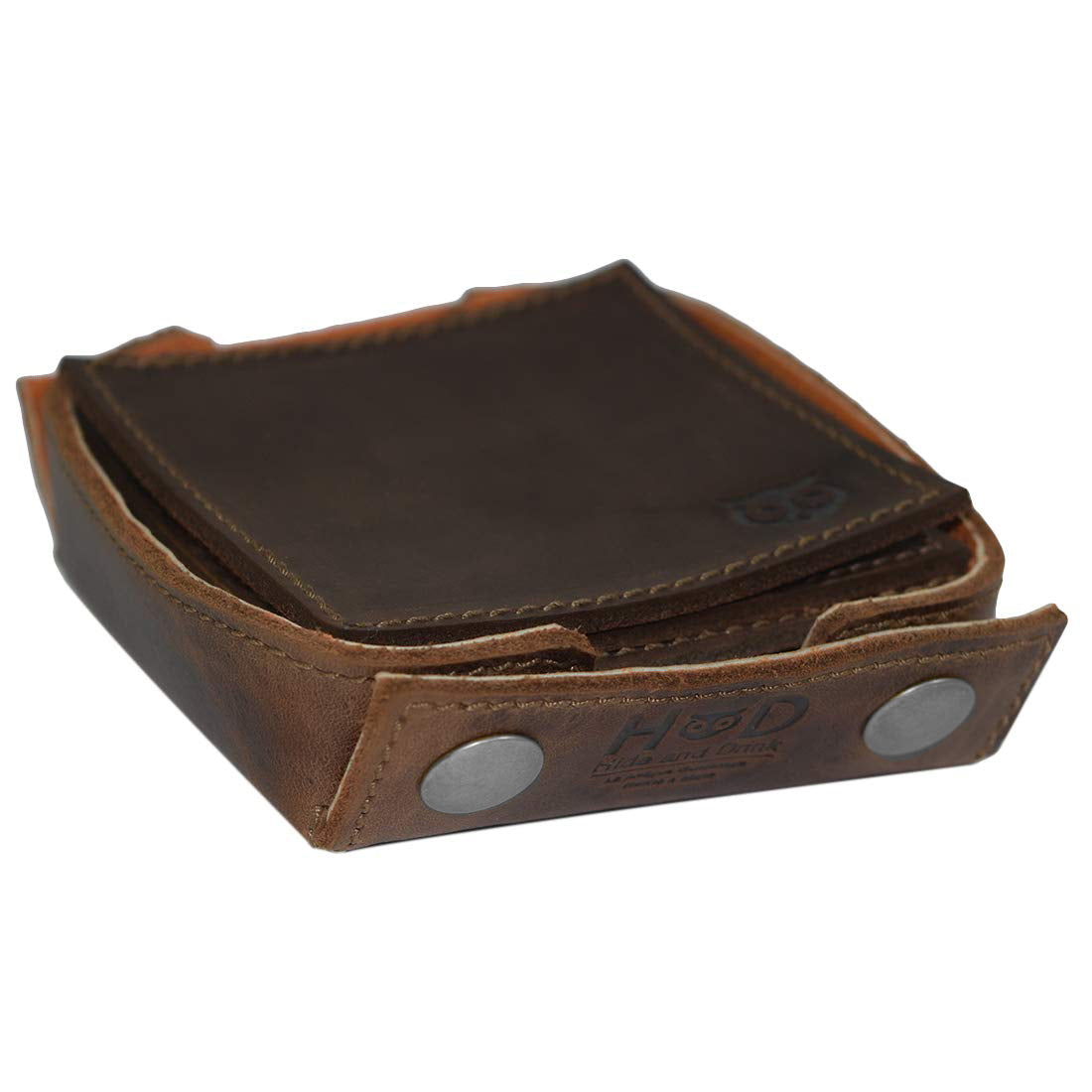 Owl Coaster w/Stitching Square Box Set (6-Pack) - Stockyard X 'The Leather Store'