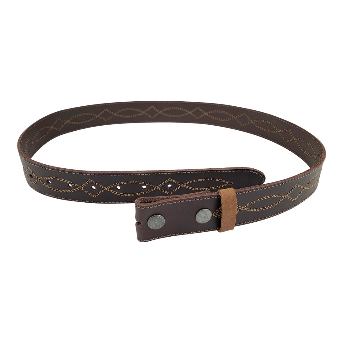Cowboy Buckleless Belt with Stitching - Stockyard X 'The Leather Store'