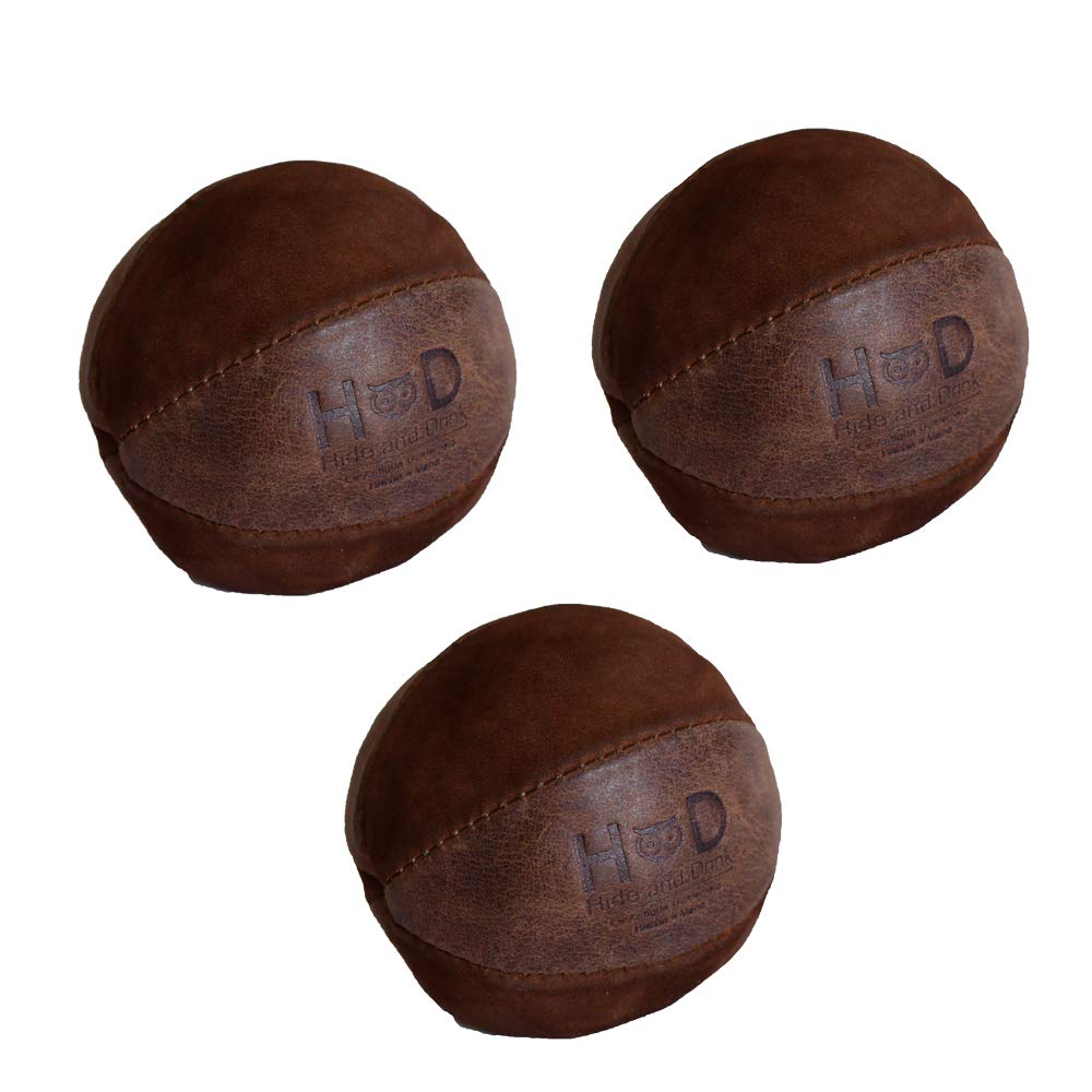 Hide & Drink Leather Juggling Balls (3-Pack) showcasing high-quality Full Grain Leather construction. Full Grain Leather Juggling Balls Set of 3, utilizing Small Batch Production, expertly Hand Cut, Hand Sewn, and Fire Branded by skilled Artisans. Handmade in La Antigua Guatemala & Oaxaca Mexico.