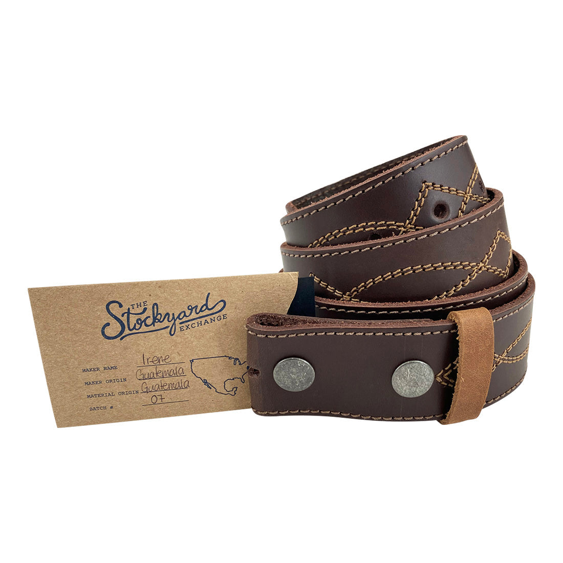 Cowboy Buckleless Belt with Stitching - Stockyard X 'The Leather Store'
