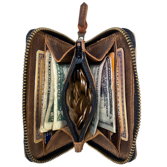 Zippered Wallet with Inner Pouch - Stockyard X 'The Leather Store'