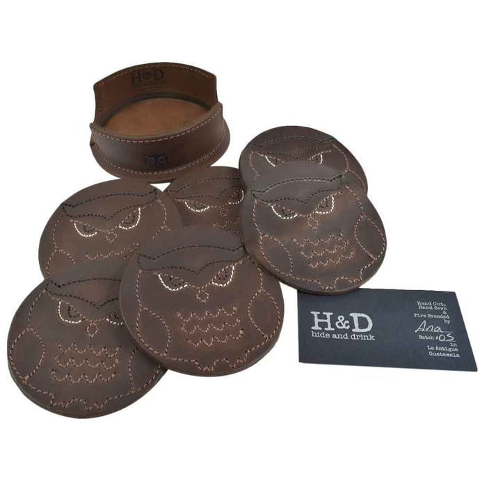 Hoot Owl Classic Shaped Coaster Set (6-Pack) - Stockyard X 'The Leather Store'