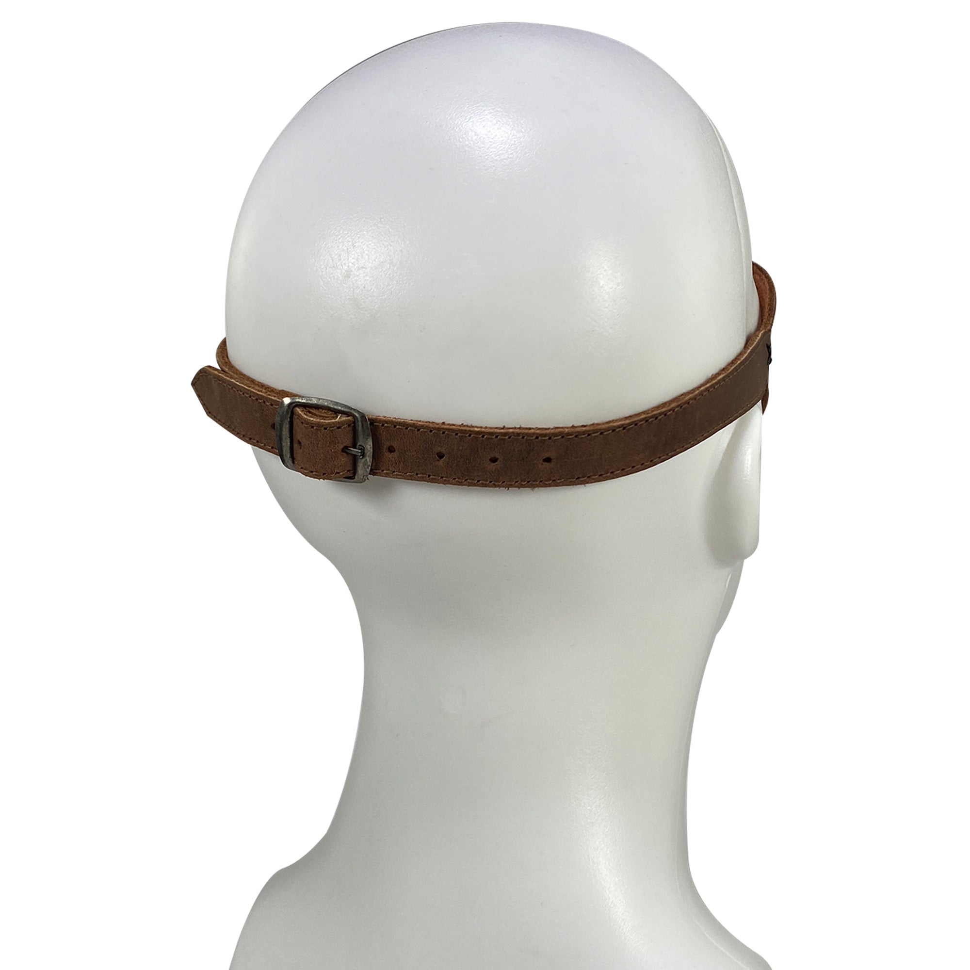 Back view of Hide & Play's Pirate Eye Patch, made from durable full grain leather, perfect accessory for cosplay, Halloween, films, shows & carnivals. Crafted with care, this small batch production by StockyardX is hand cut and hand sewn in beautiful La Antigua Guatemala.