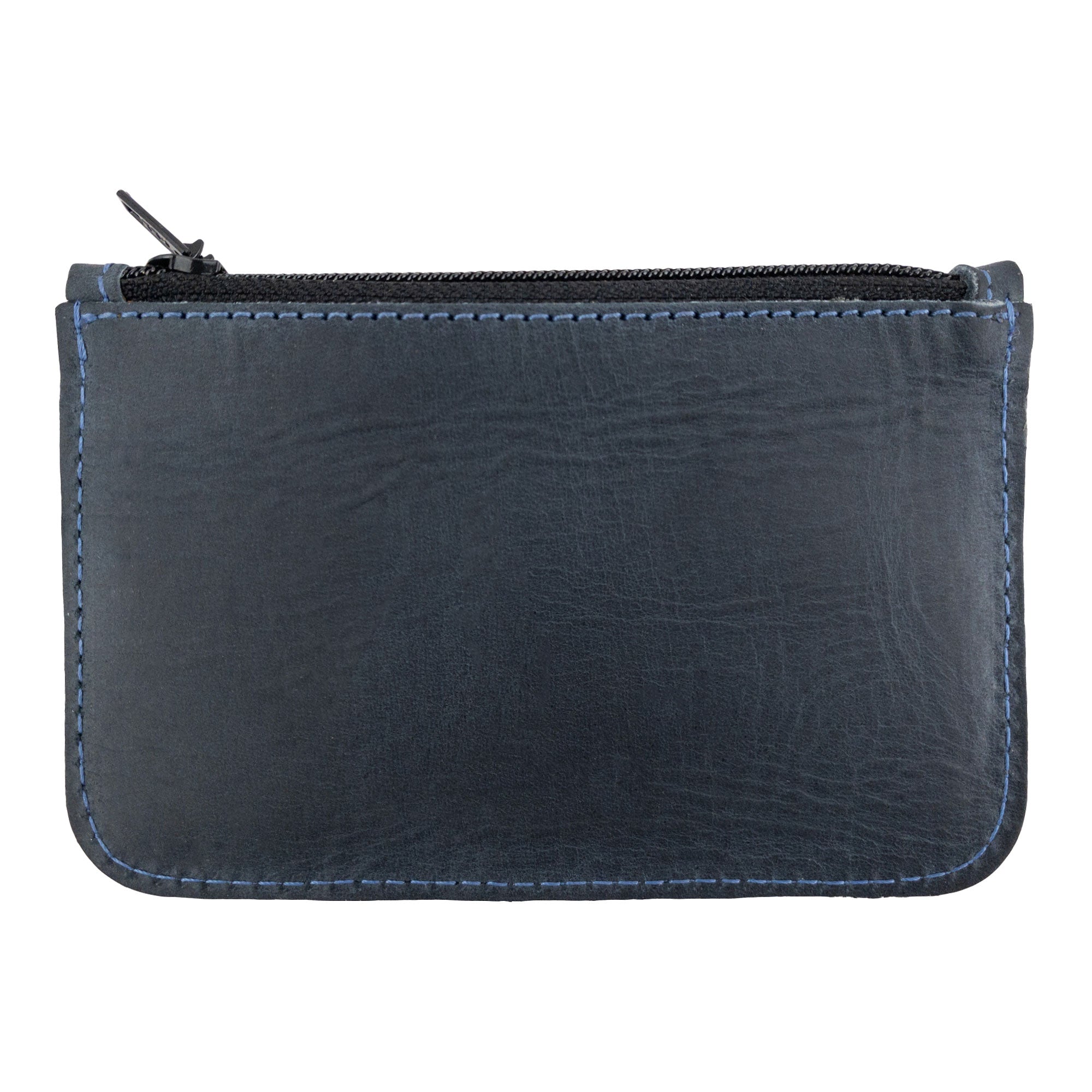Back view of Hide & Drink Zippered Wallet, crafted from premium Full Grain Leather. This sleek card case offers an elegant storing space for coins and folded bills, reflecting the artisan's skill in small batch production, handmade in La Antigua Guatemala & Oaxaca Mexico.