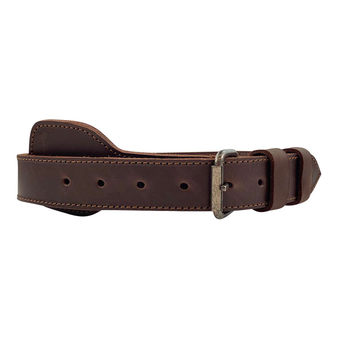 Side view of Taco Dog's rugged Dog Collar with Handle, featuring adjustable holes and premium leather. This Dog Collar with Handle is perfect for small, medium, or large dogs, enhancing their walking and training experience. Artisan-crafted in La Antigua Guatemala, it's both stylish and durable.